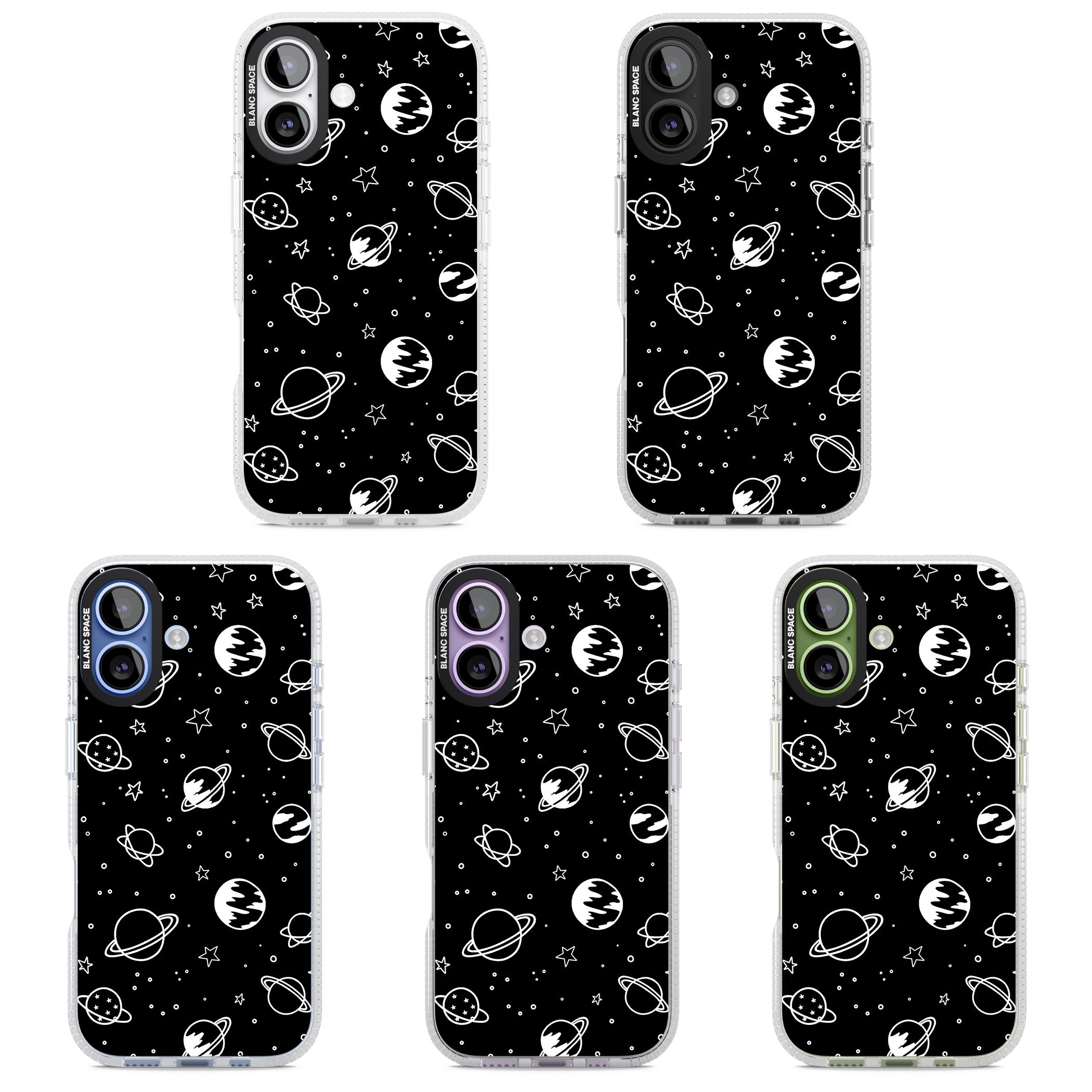 Cosmic Sketch White Black iPhone 17 Impact Air Clear Phone Case APT Impact Protection