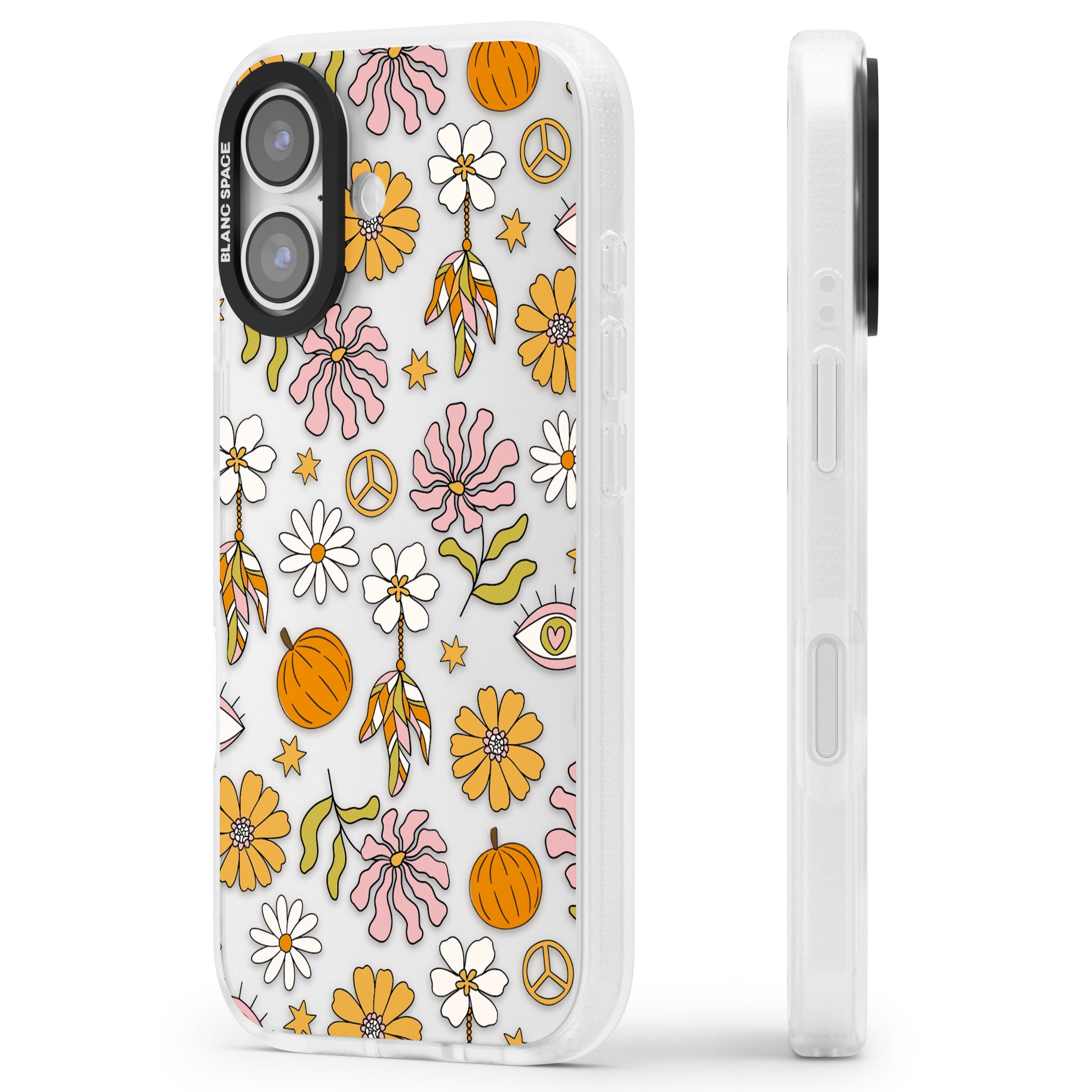 Retro Boho Fall Floral iPhone 17 Impact Air Clear Phone Case Side Profile