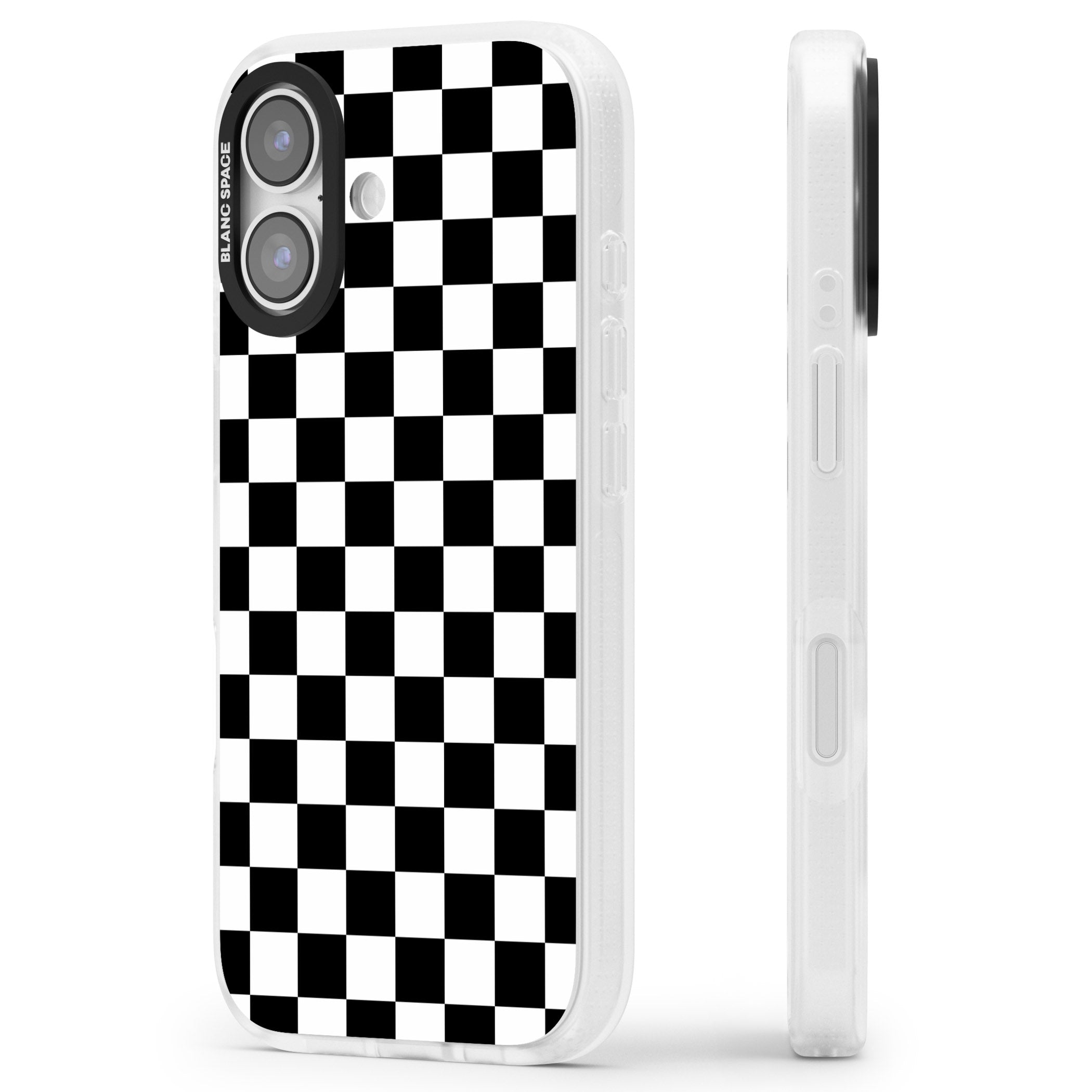 Black Checkered iPhone 17 Impact Air Clear Phone Case Side Profile