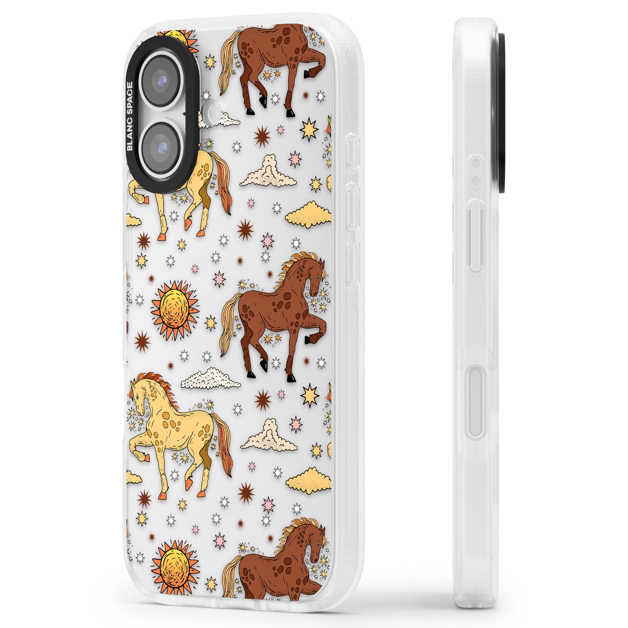 Boho Celestial Wild Horses iPhone 17 Impact Air Clear Phone Case Side Profile