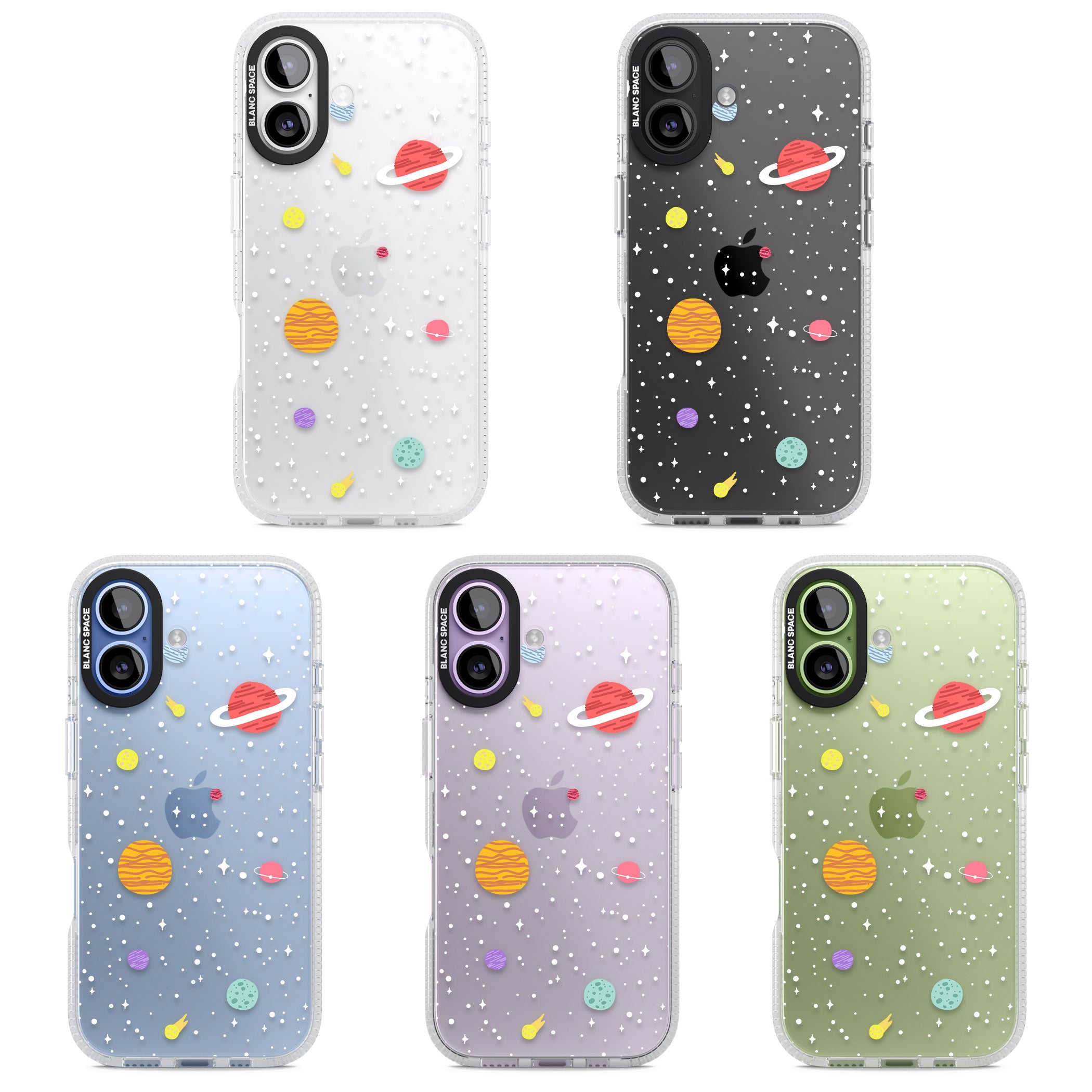 Cute Cartoon Planets (Clear) iPhone 17 Impact Air Clear Phone Case APT Impact Protection