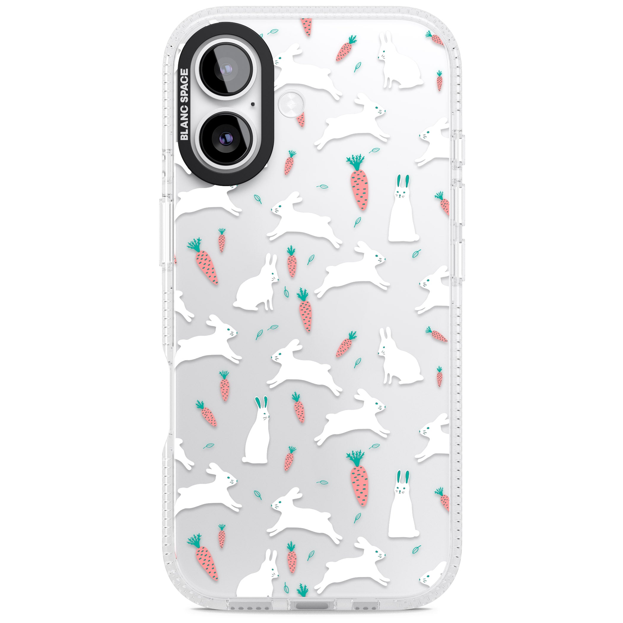 White Bunnies And Carrots iPhone 17 Impact Air Clear Phone Case