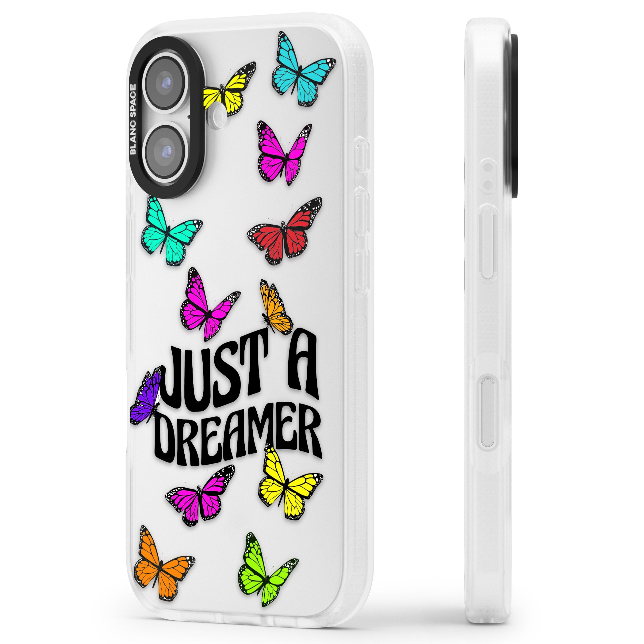 Just A Dreamer Butterfly iPhone 17 Impact Air Clear Phone Case Side Profile