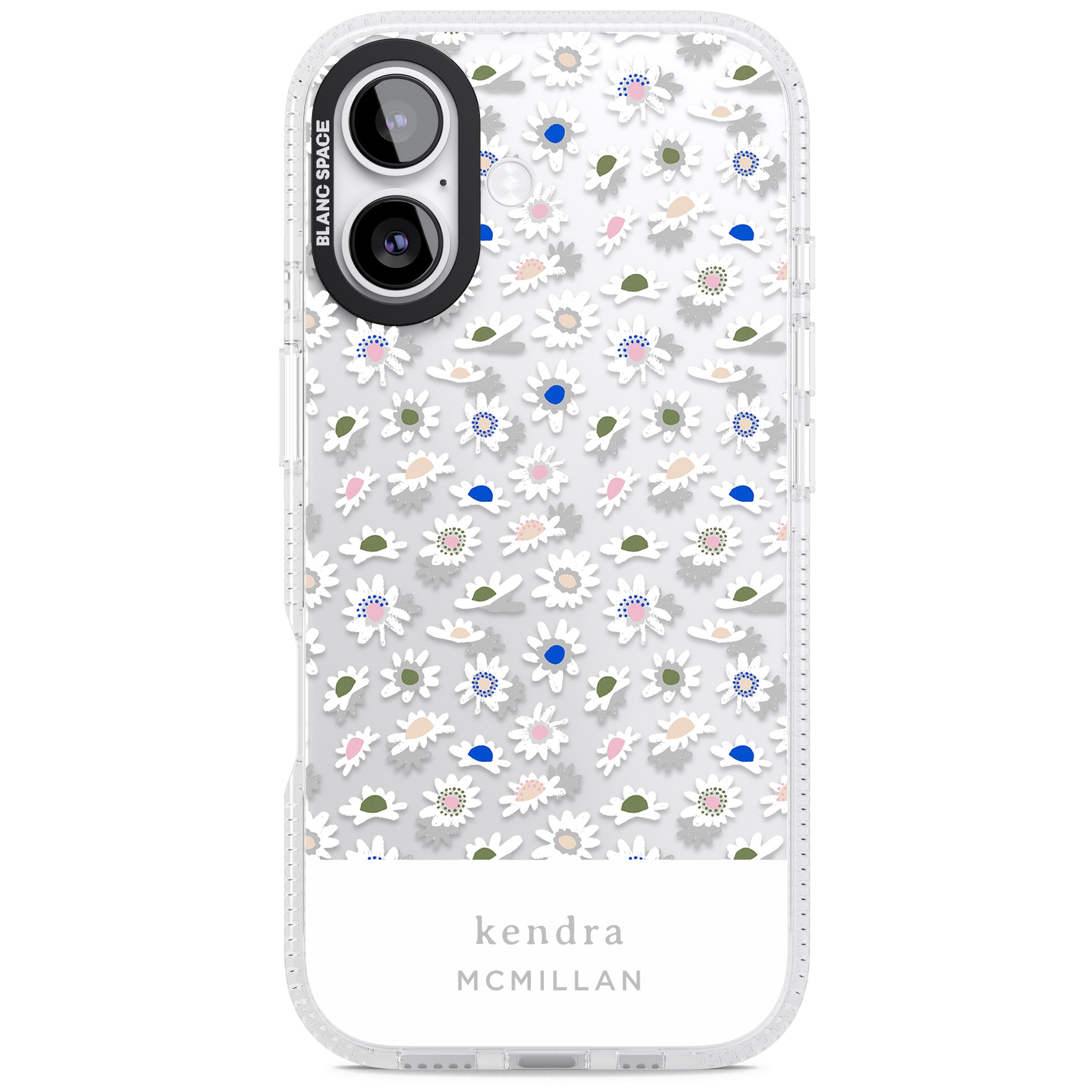 Personalised Grey & White Daisies iPhone 17 Impact Air Clear Phone Case
