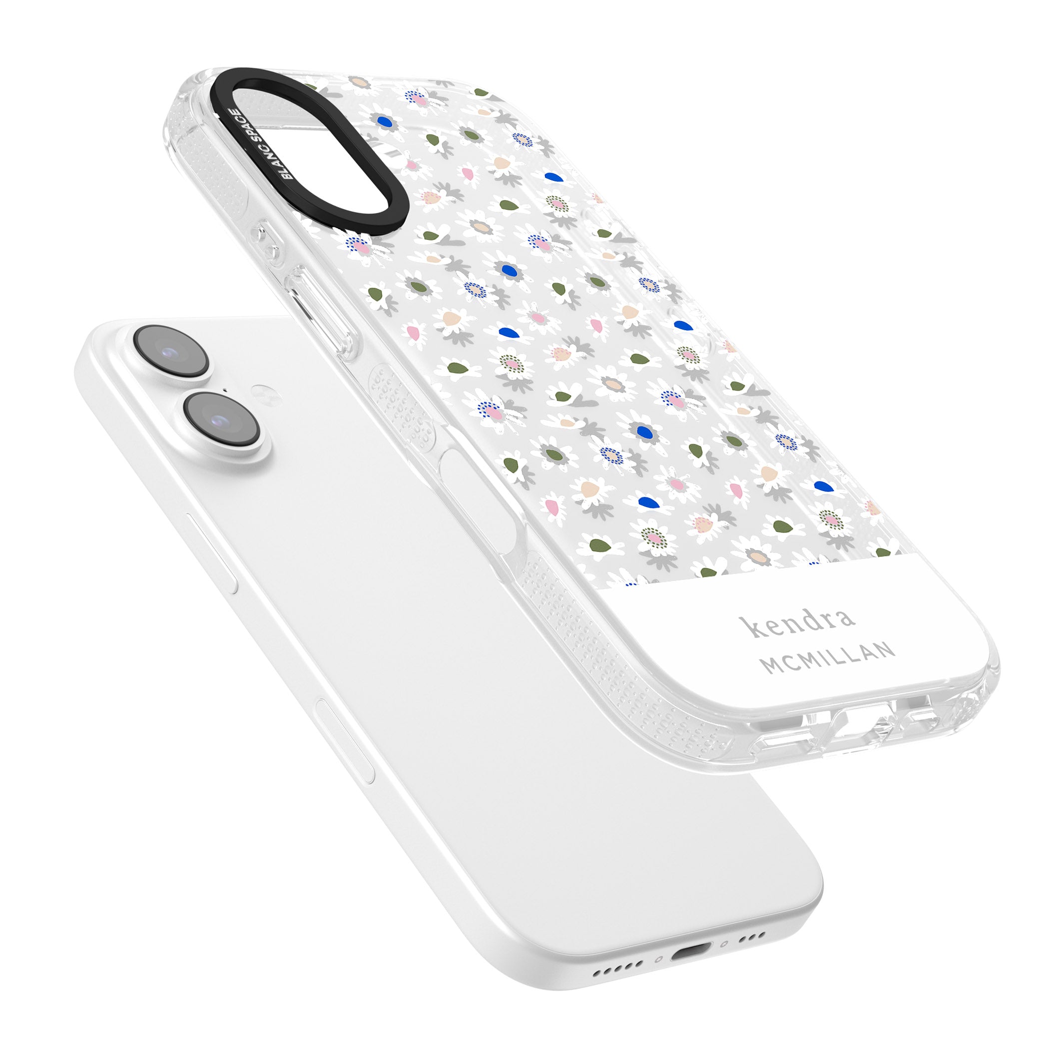 Personalised Grey & White Daisies iPhone 17 Impact Air Clear Phone Case Colours