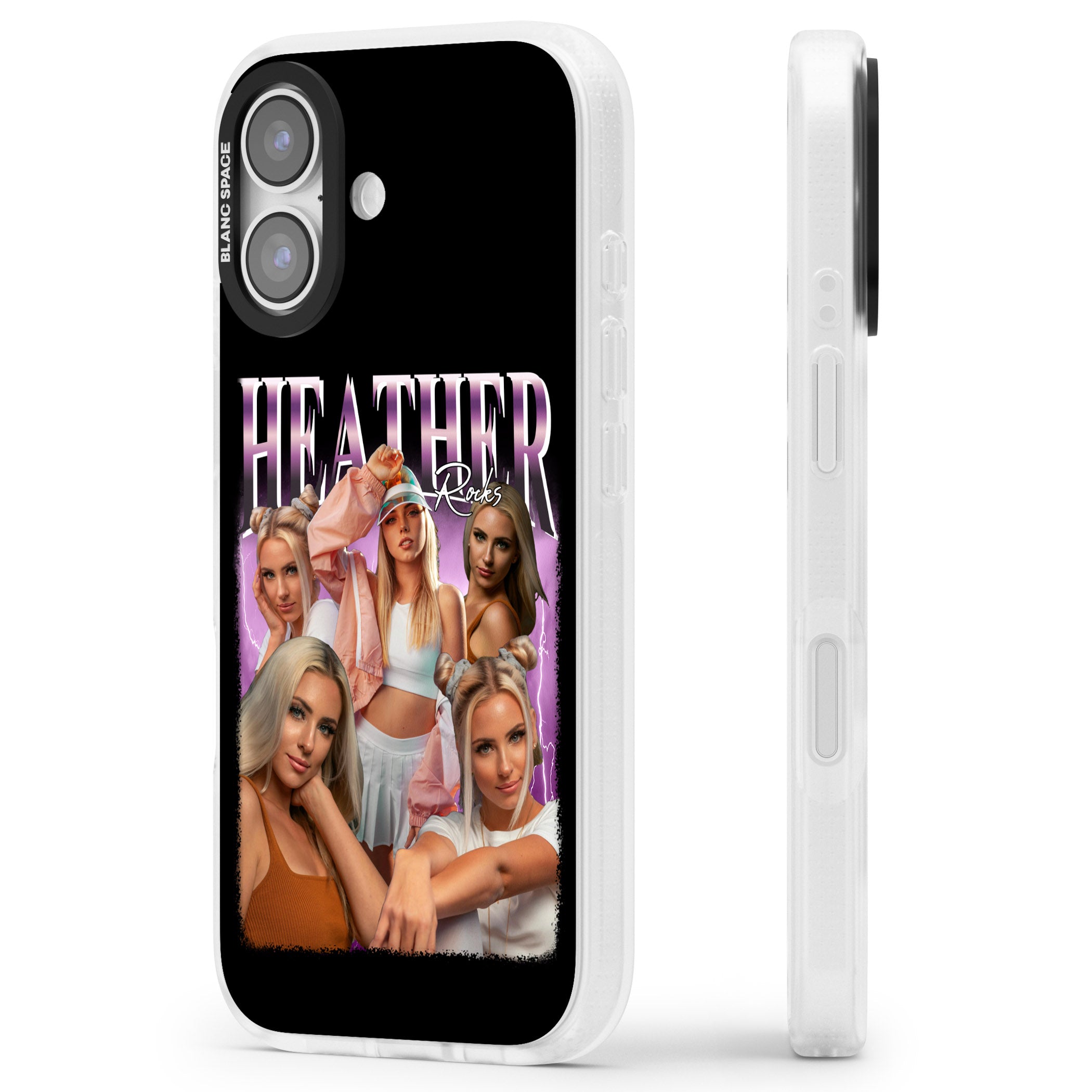 Personalised Airbrush Name & Photo Collage (Pink) iPhone 17 Impact Air Clear Phone Case Side Profile