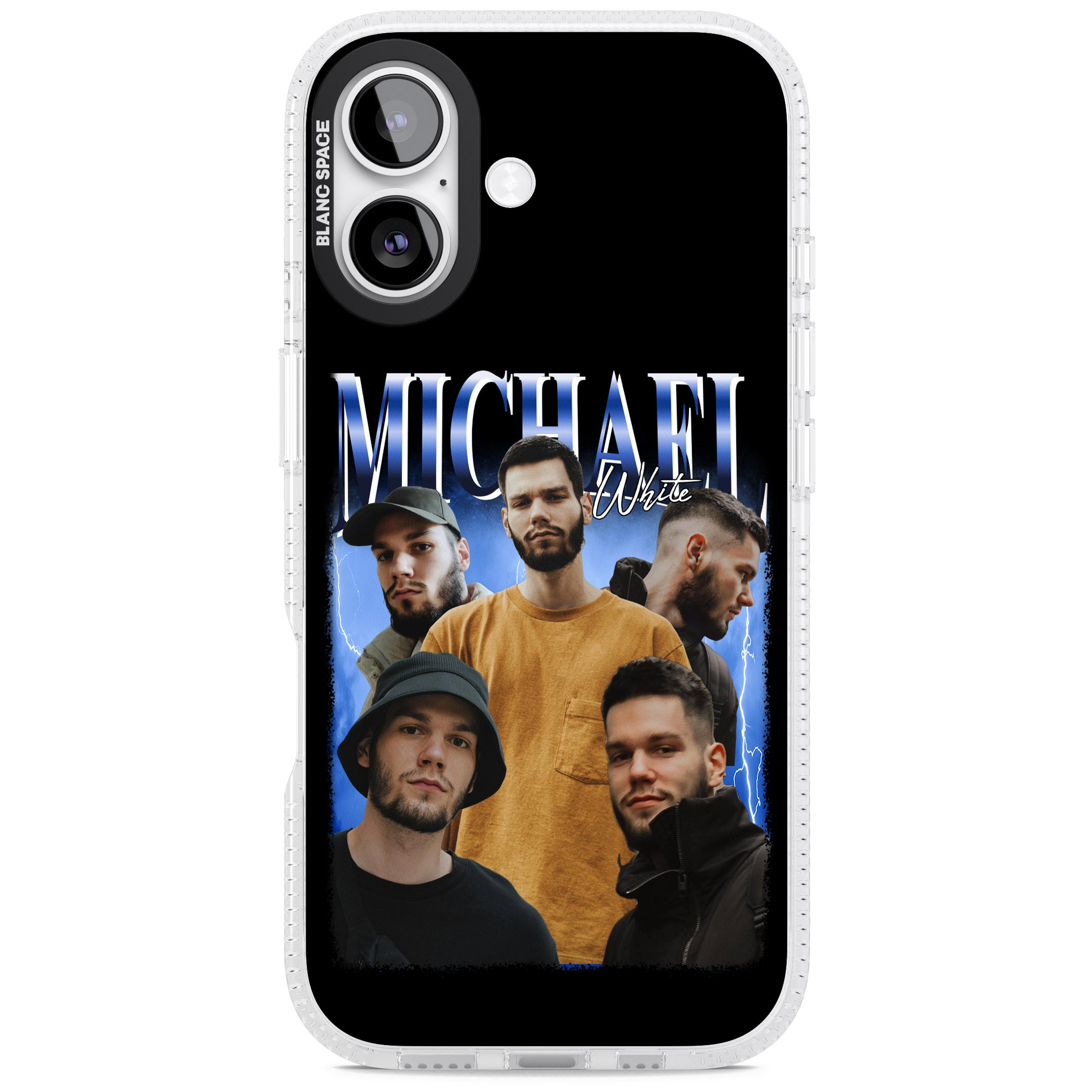 Personalised Airbrush Name & Photo Collage (Blue) iPhone 17 Impact Air Clear Phone Case