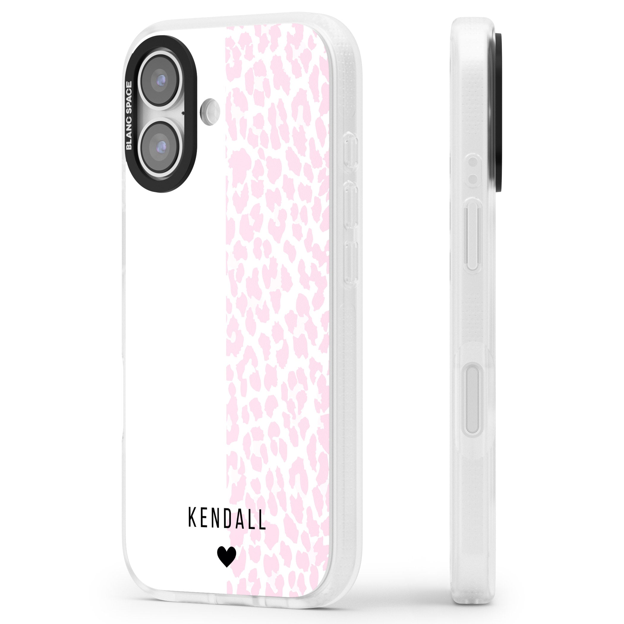 Personalised Pink Leopard iPhone 17 Impact Air Clear Phone Case Side Profile