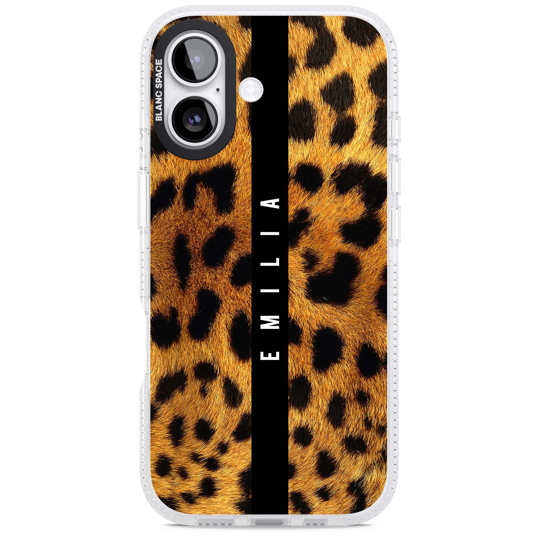 Personalised Leopard Print iPhone 17 Impact Air Clear Phone Case