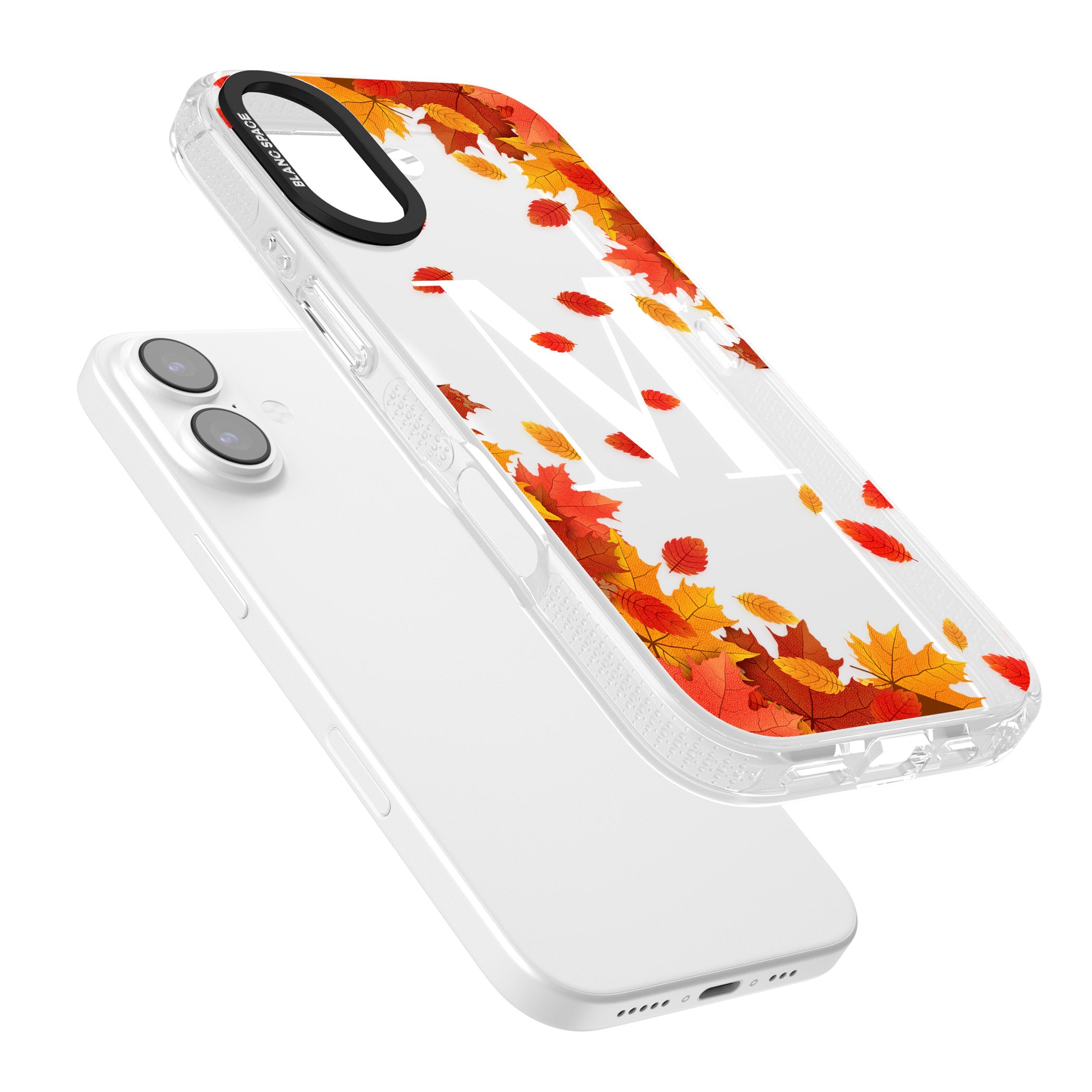 Personalised Autumn Leaves Monogram iPhone 17 Impact Air Clear Phone Case Colours