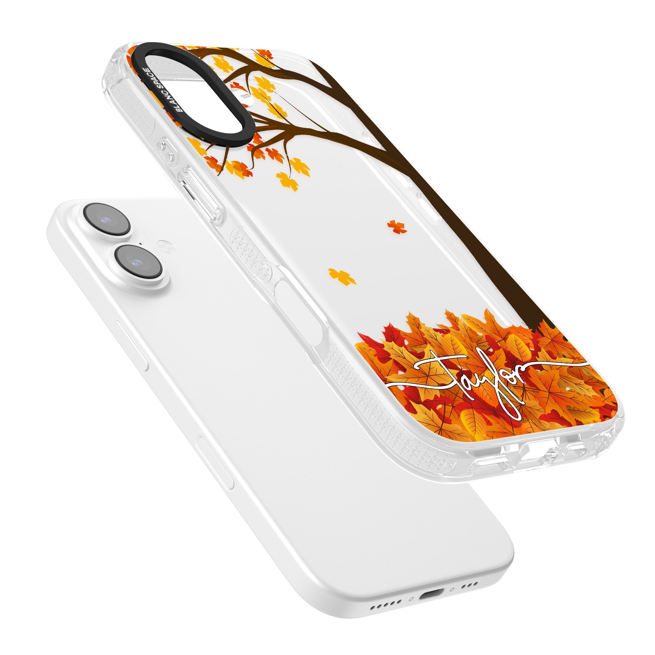 Personalised Autumn Leaves iPhone 17 Impact Air Clear Phone Case Colours