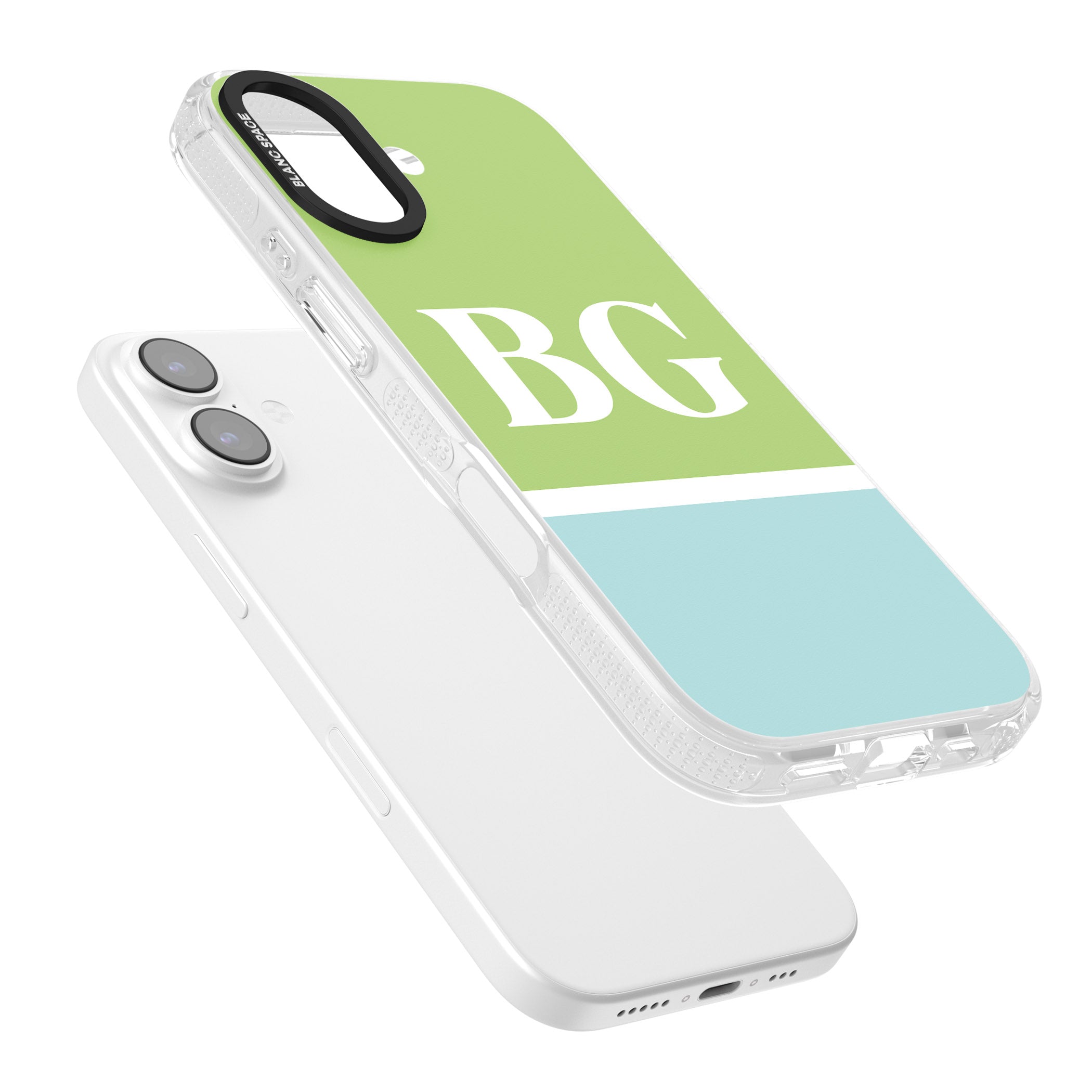 Personalised Colorblock: Green & Turquoise iPhone 17 Impact Air Clear Phone Case Colours
