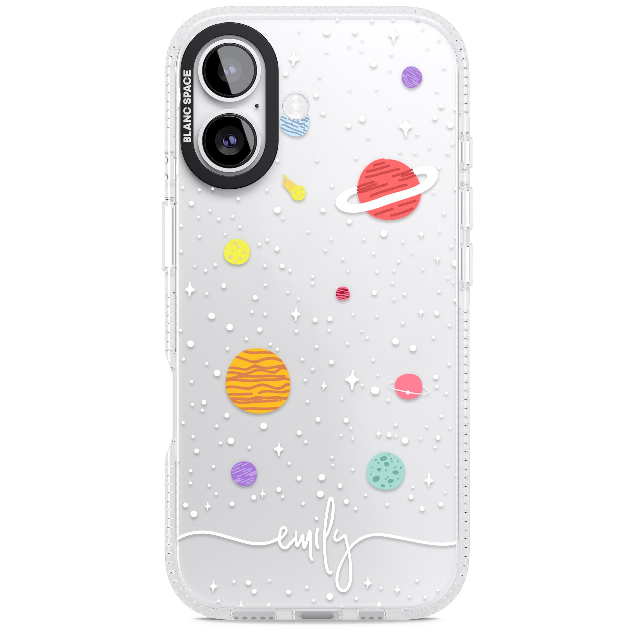 Personalised Cute Cartoon Planet (Clear) iPhone 17 Impact Air Clear Phone Case