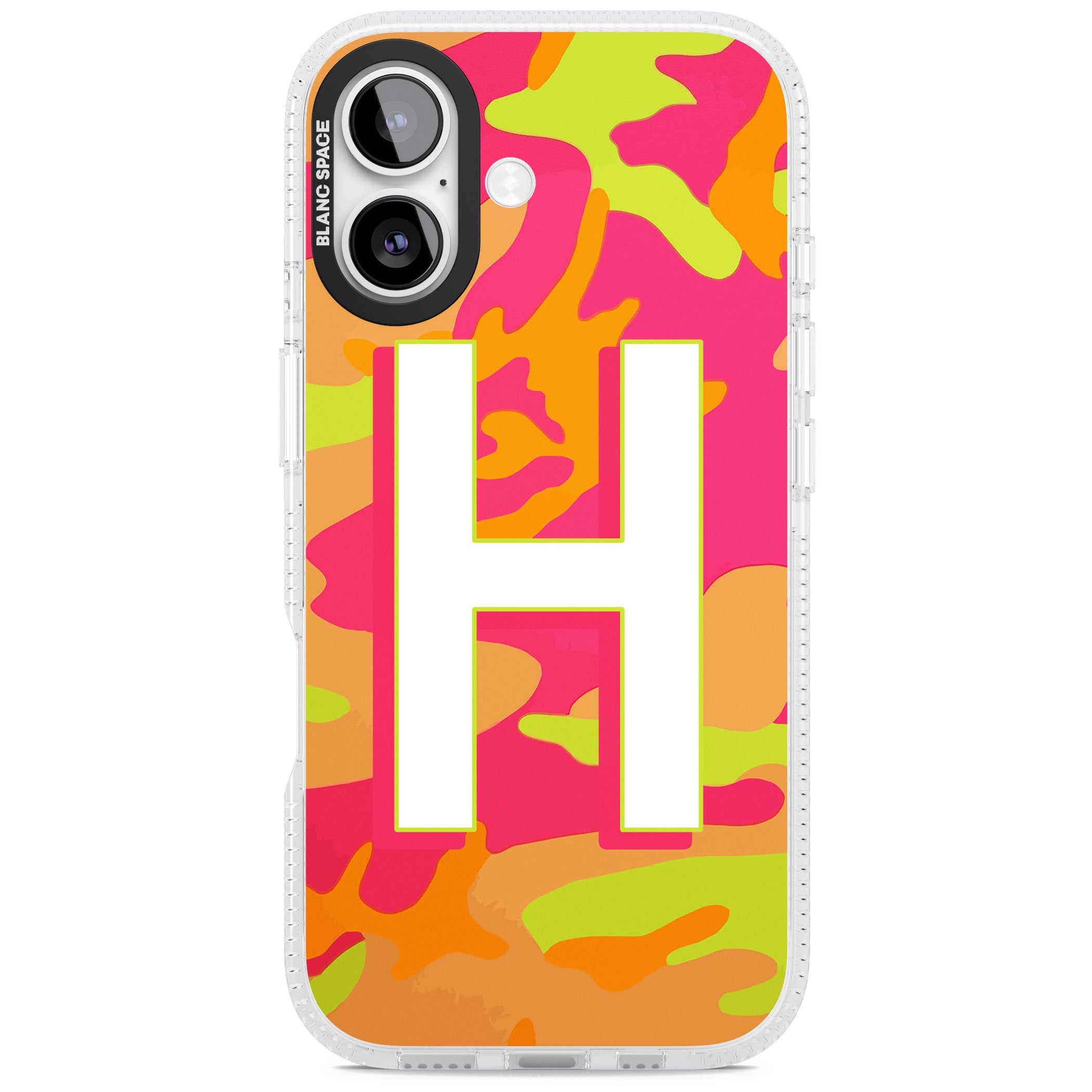 Personalised Neon Camo iPhone 17 Impact Air Clear Phone Case