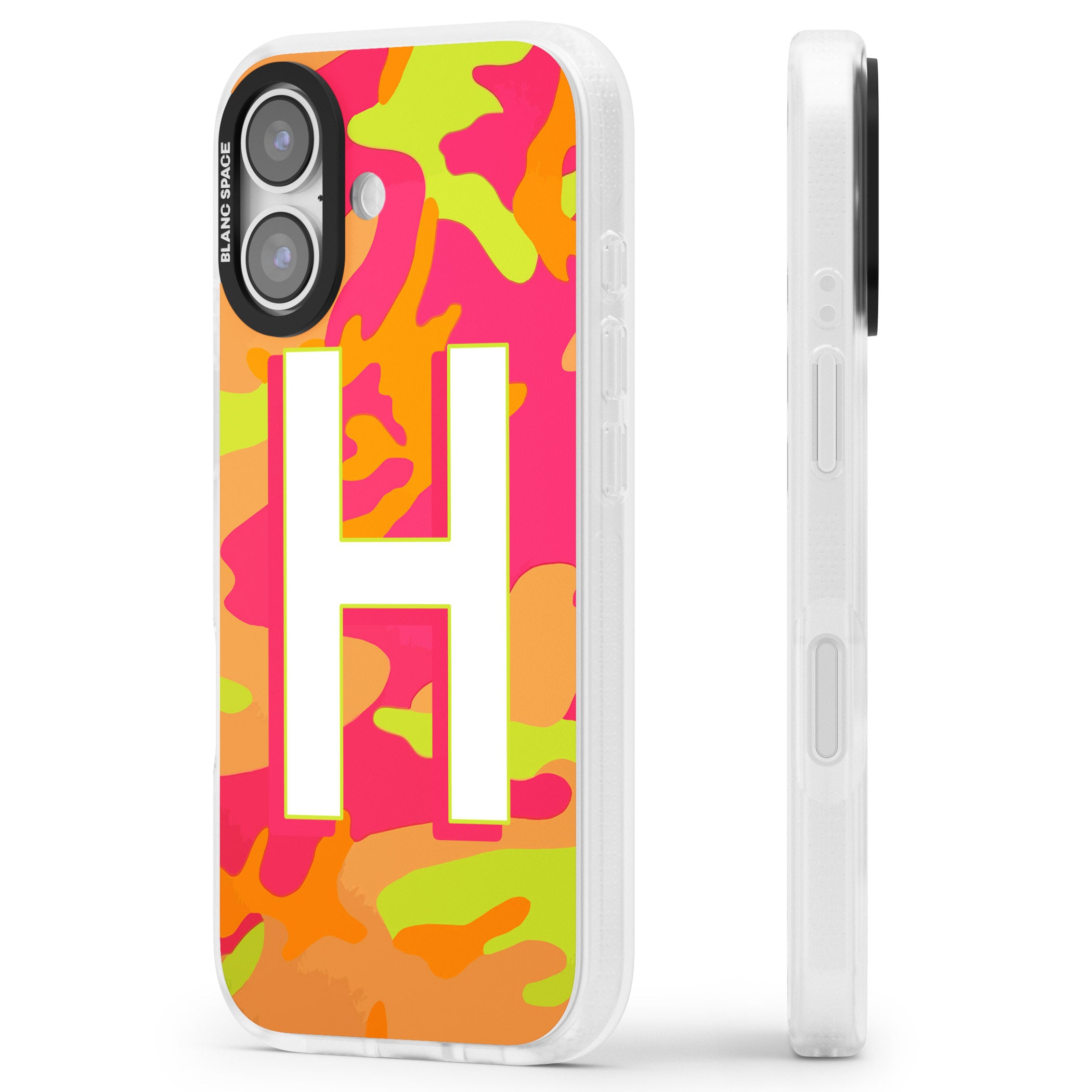 Personalised Neon Camo iPhone 17 Impact Air Clear Phone Case Side Profile