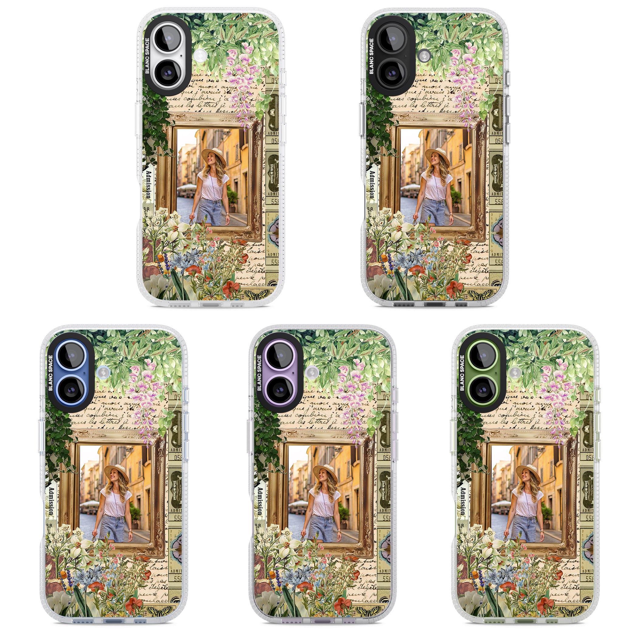 Personalised Tuscan Floral Collage Frame iPhone 17 Impact Air Clear Phone Case APT Impact Protection