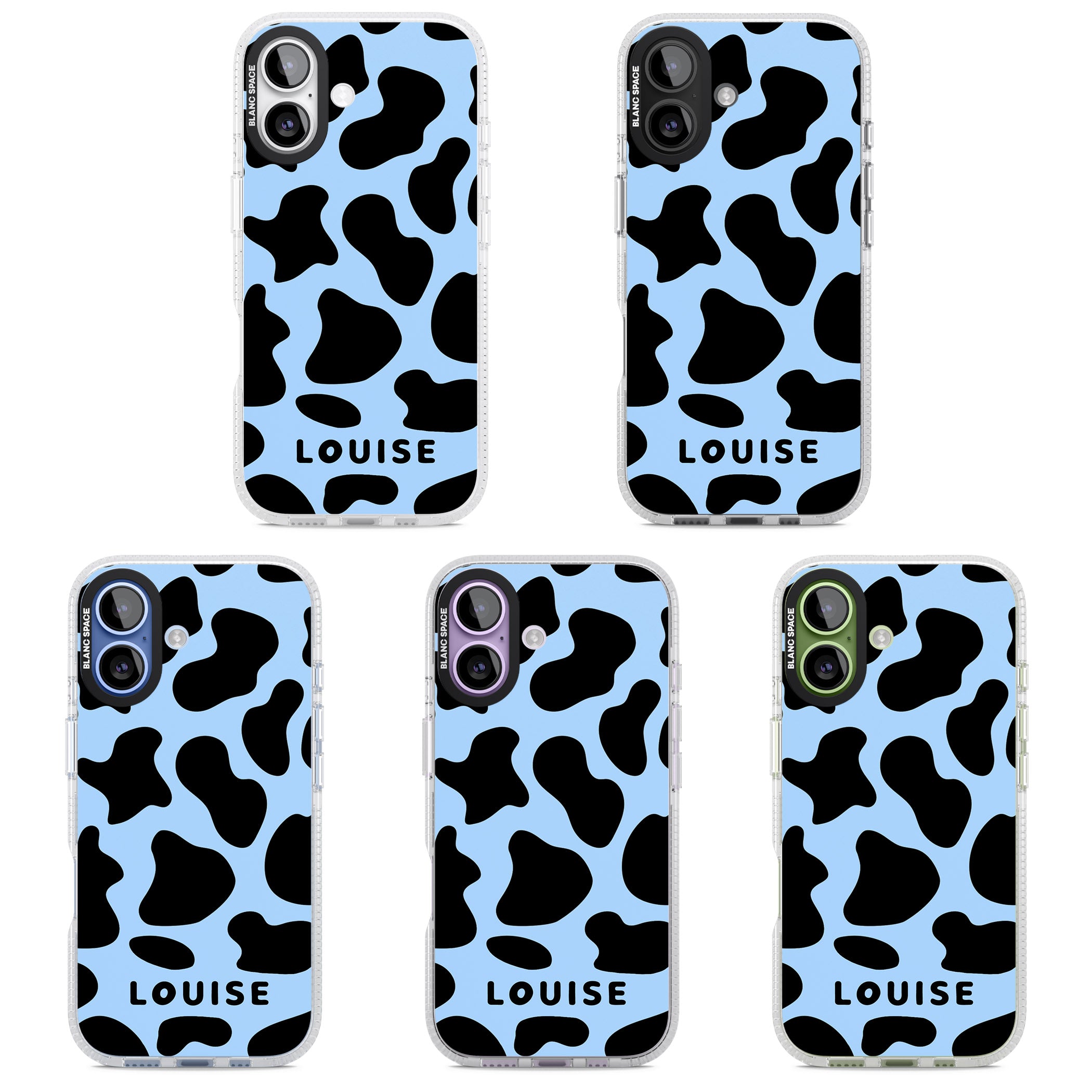 Personalised Blue And Black Cow Print iPhone 17 Impact Air Clear Phone Case APT Impact Protection