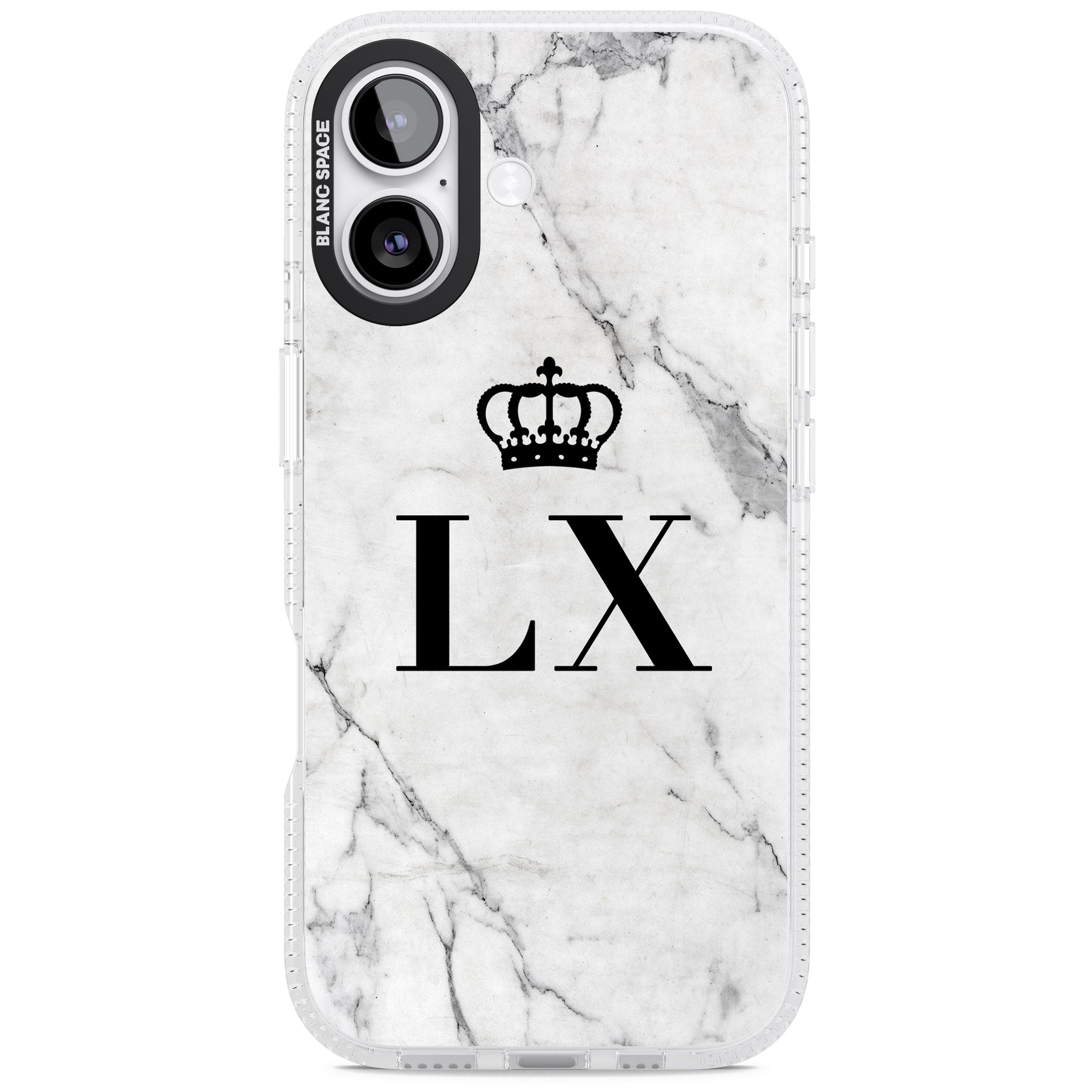 Personalised Initial Crown Marble iPhone 17 Impact Air Clear Phone Case