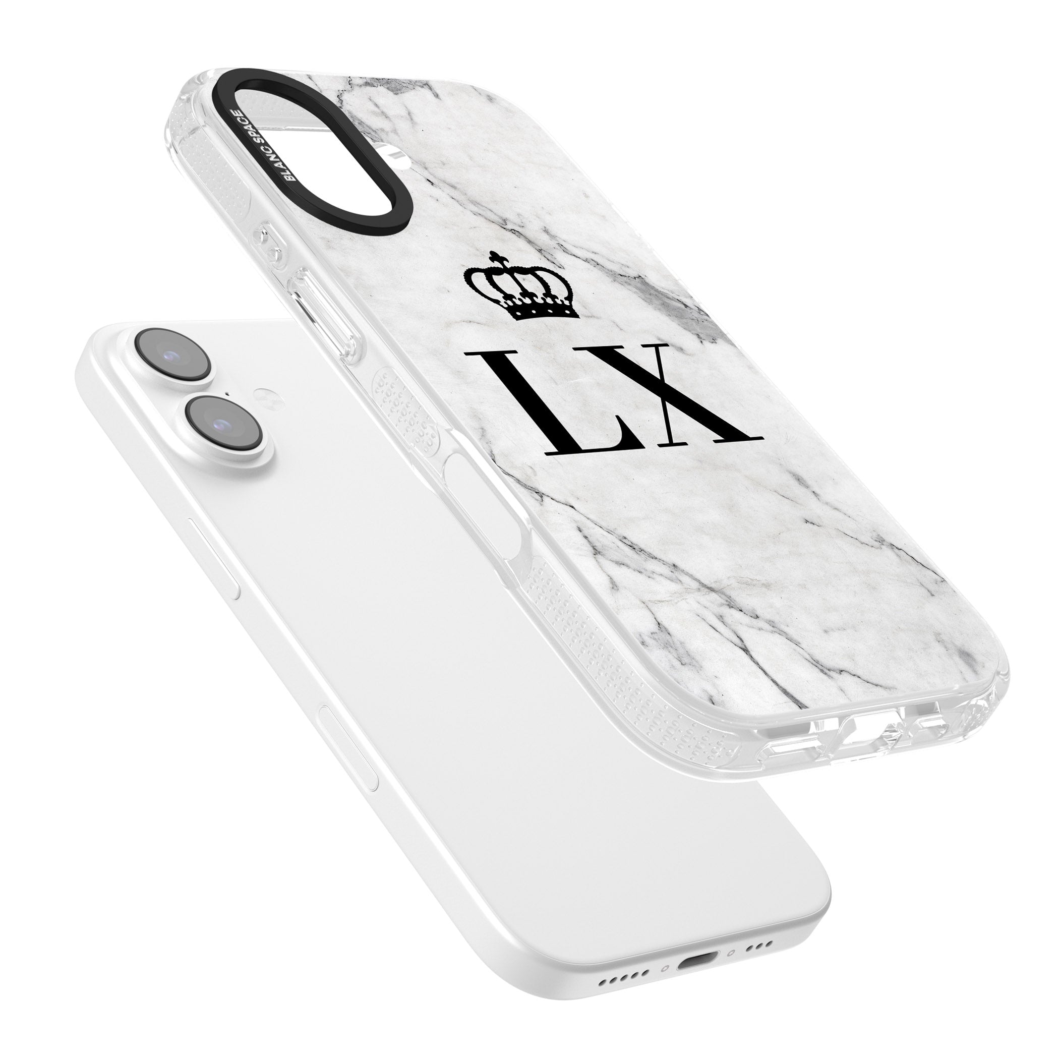 Personalised Initial Crown Marble iPhone 17 Impact Air Clear Phone Case Colours