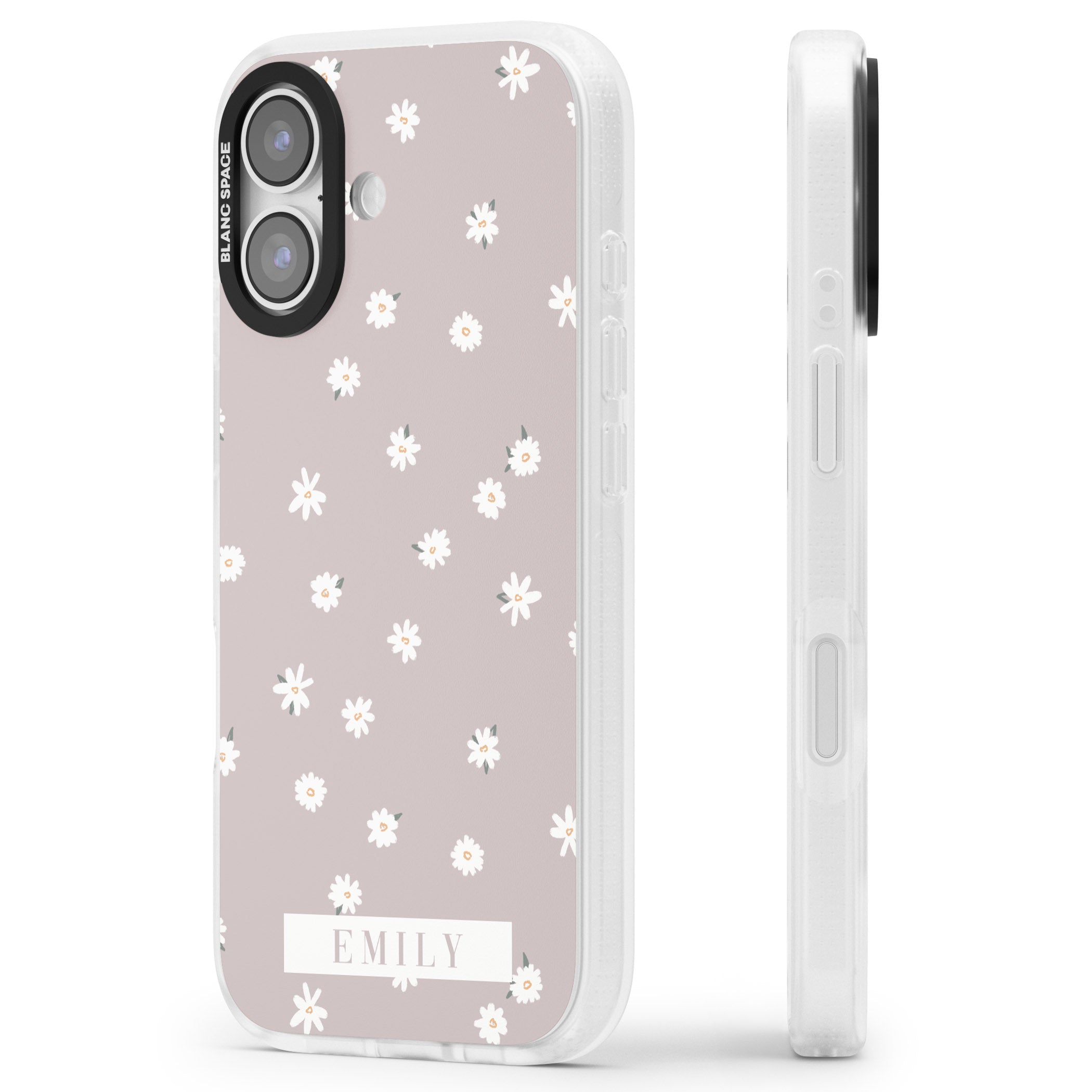 Personalised Dusty Daisy iPhone 17 Impact Air Clear Phone Case Side Profile