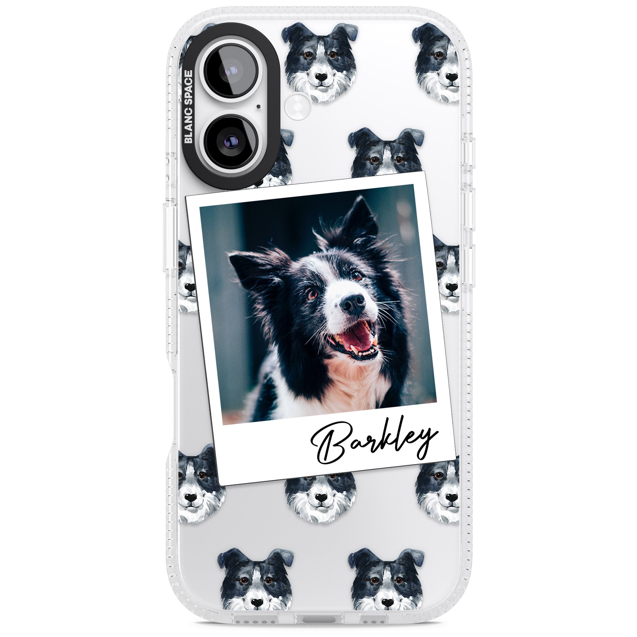 Personalised Border Collie Instant Camera Photo iPhone 17 Impact Air Clear Phone Case