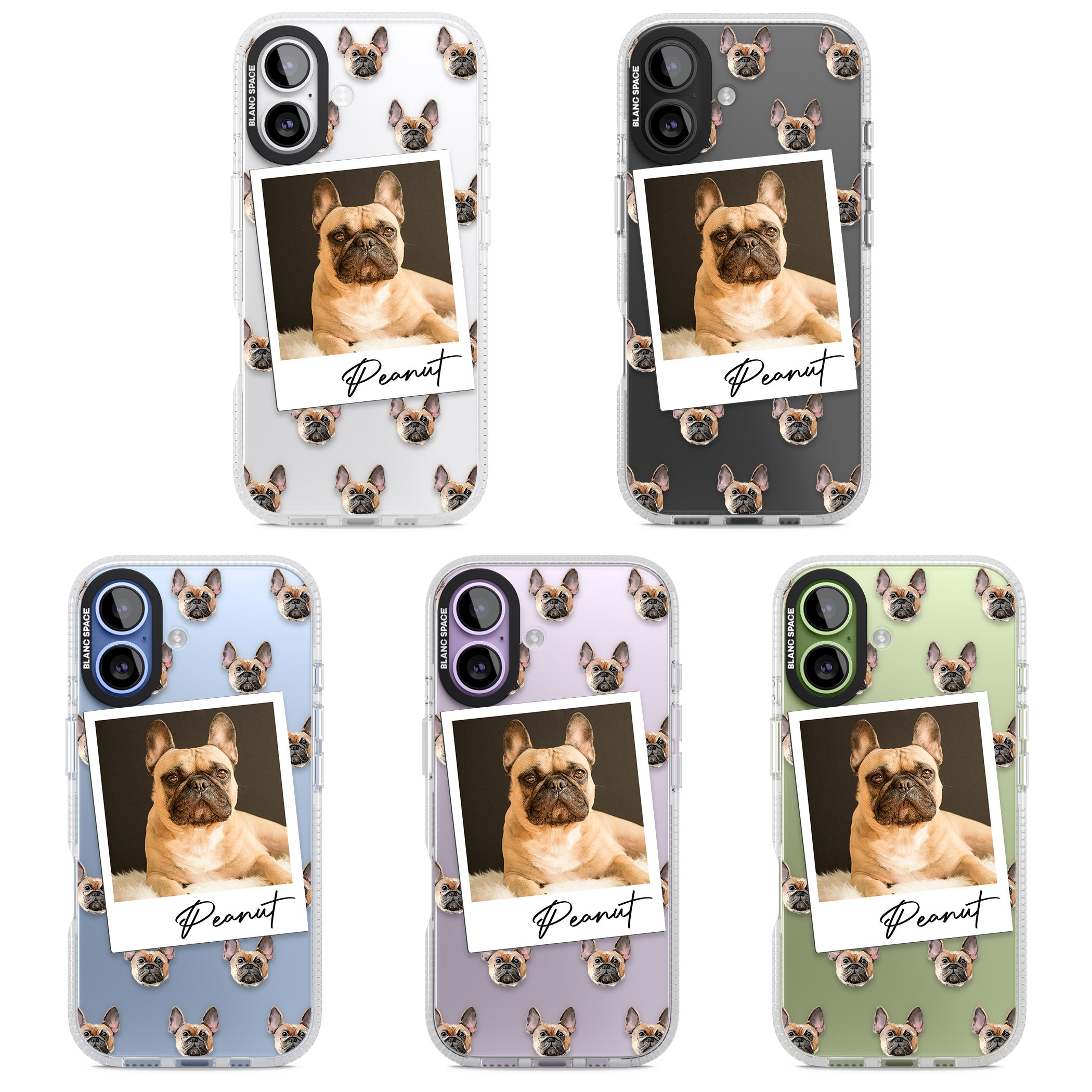 Personalised Tan French Bulldog Instant Camera Photo iPhone 17 Impact Air Clear Phone Case APT Impact Protection