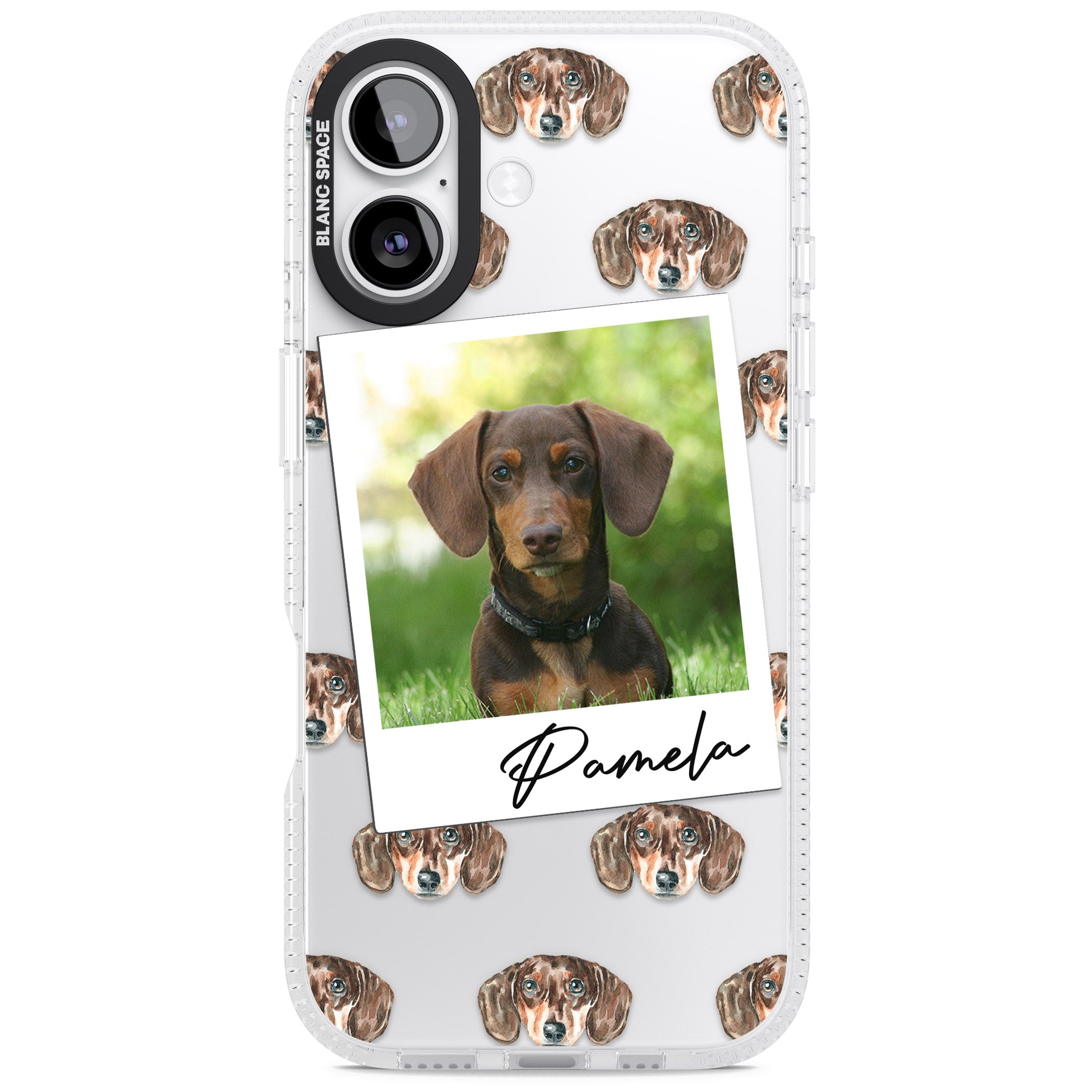 Personalised Brown Dachshund Instant Camera Photo iPhone 17 Impact Air Clear Phone Case