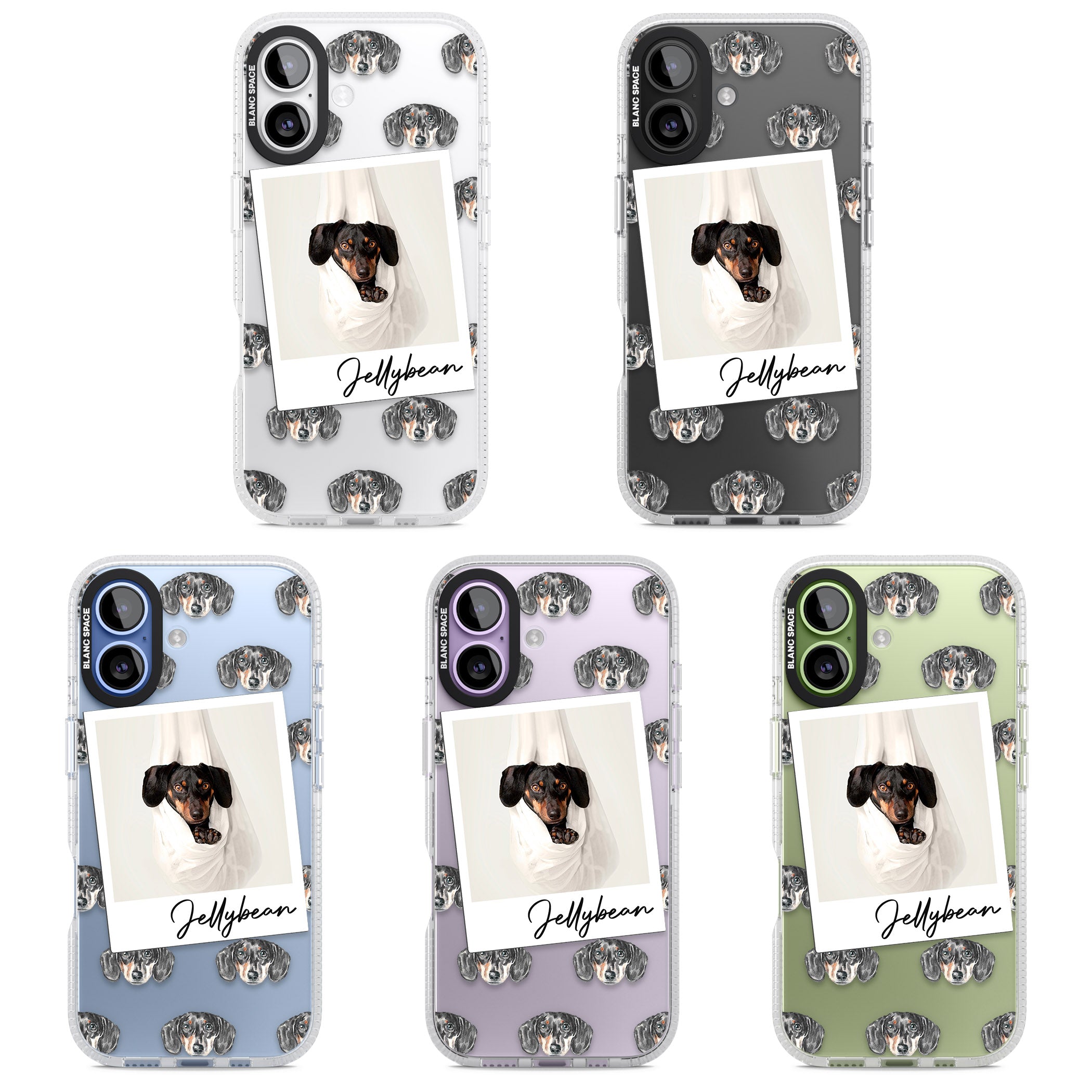 Personalised Black Dachshund Instant Camera Photo iPhone 17 Impact Air Clear Phone Case APT Impact Protection