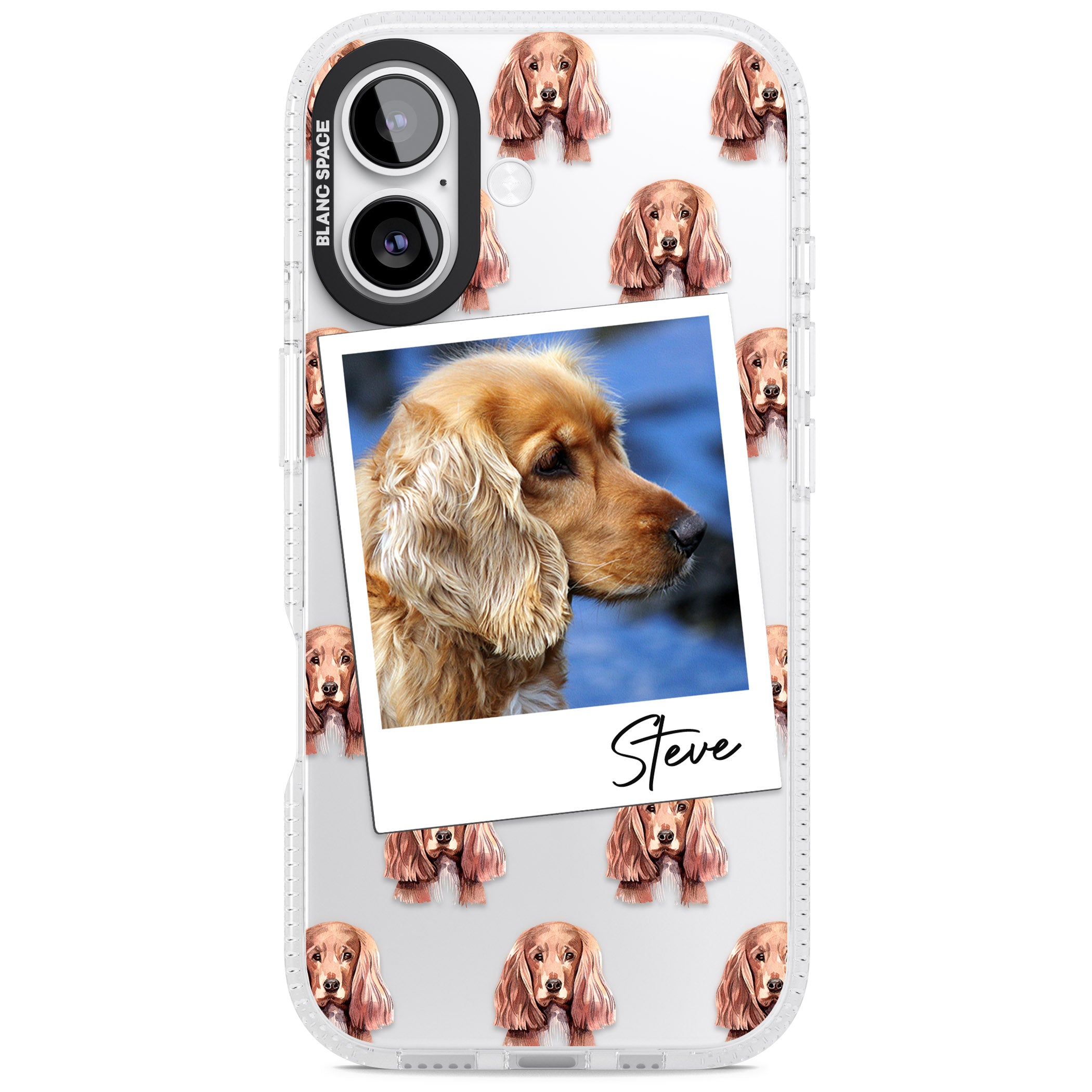 Personalised Cocker Spaniel Instant Camera Photo iPhone 17 Impact Air Clear Phone Case