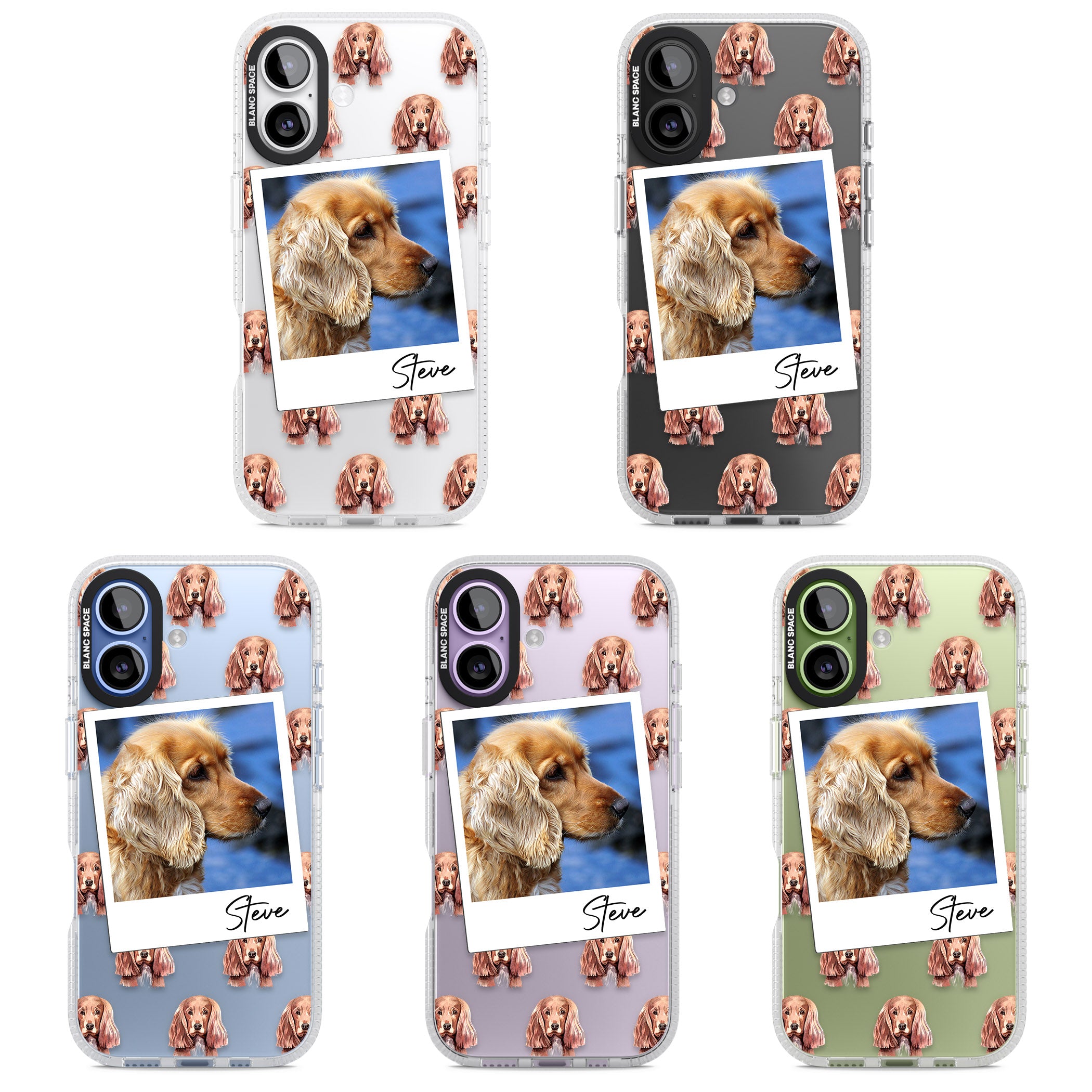 Personalised Cocker Spaniel Instant Camera Photo iPhone 17 Impact Air Clear Phone Case APT Impact Protection