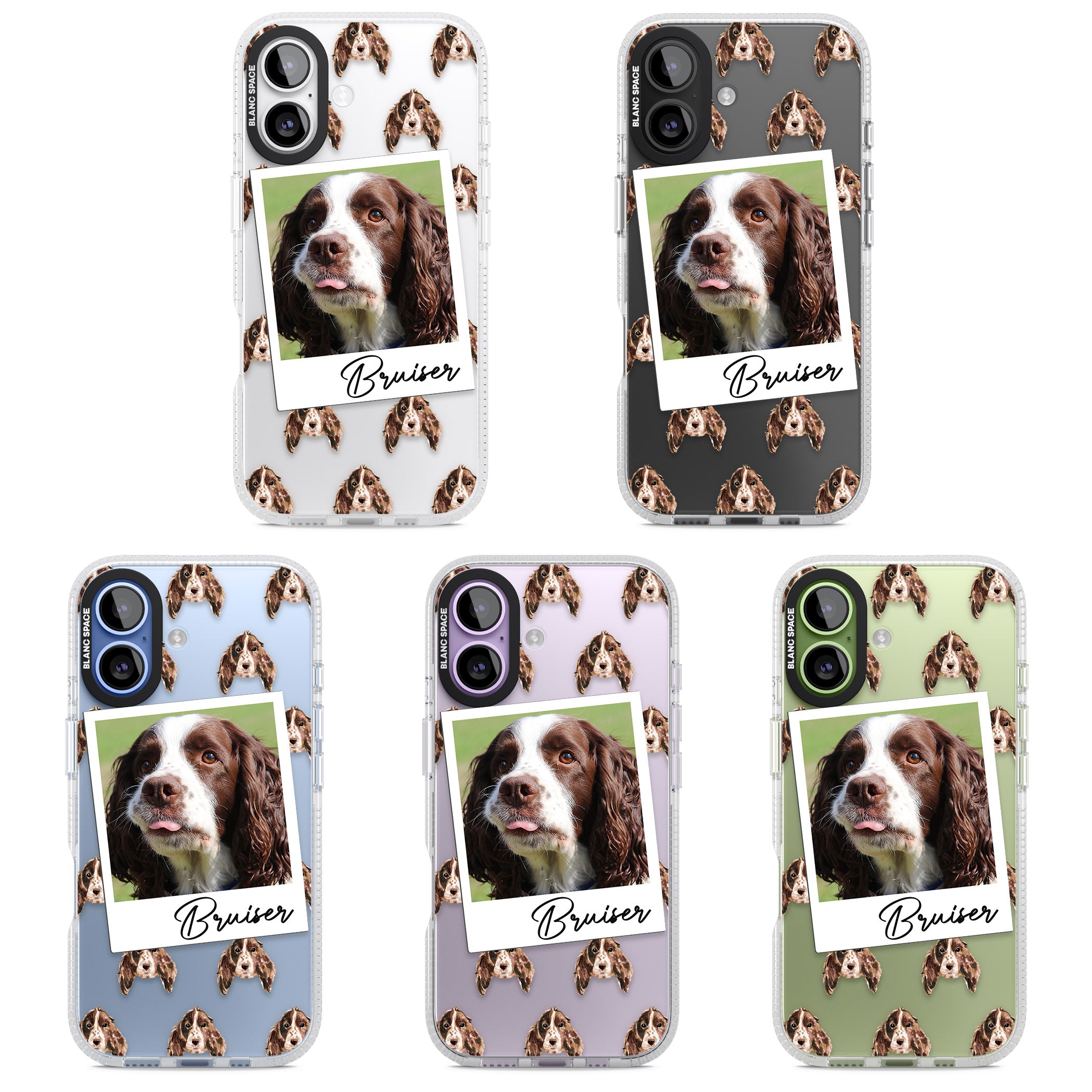 Personalised Springer Spaniel Instant Camera Photo iPhone 17 Impact Air Clear Phone Case APT Impact Protection