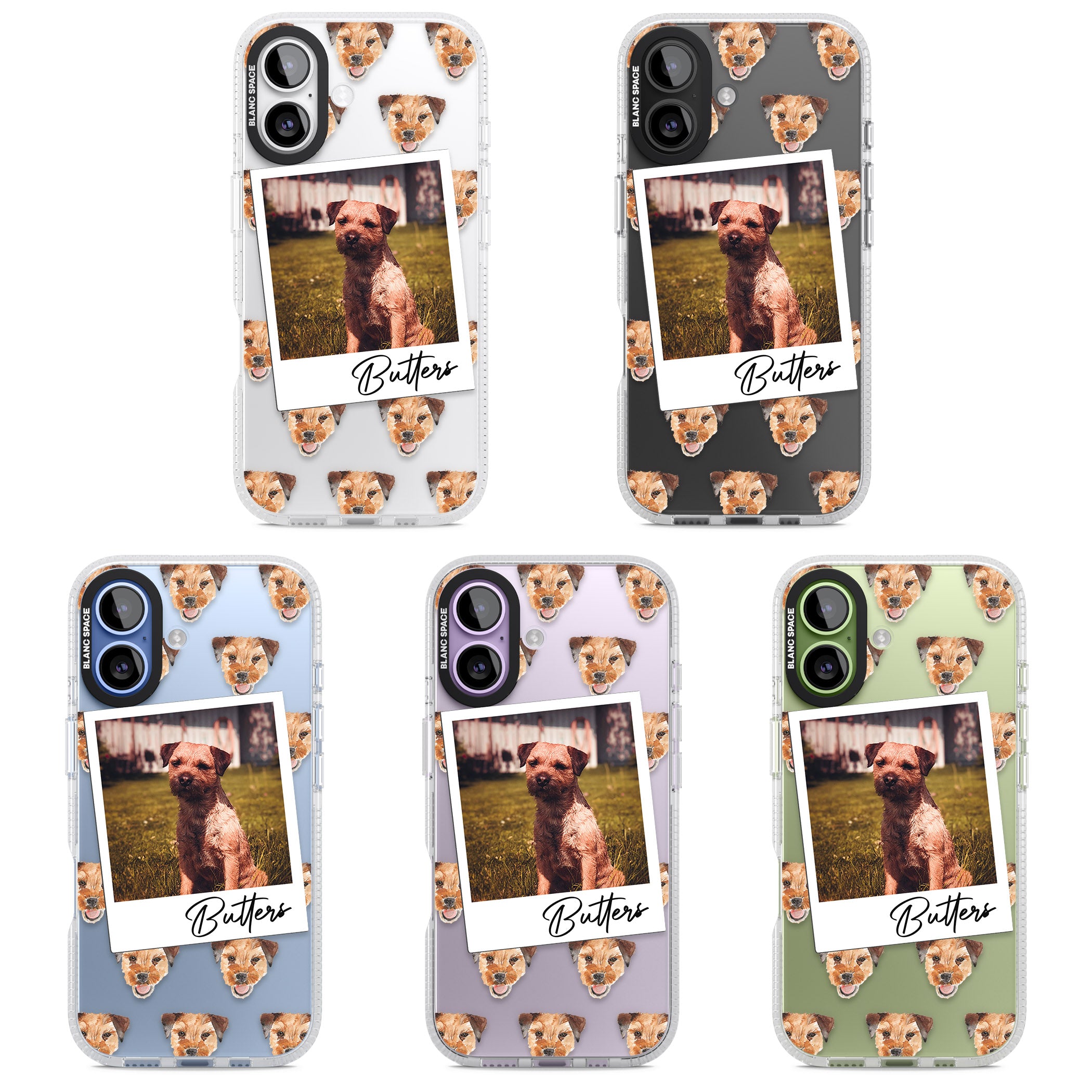 Personalised Border Terrier Instant Camera Photo iPhone 17 Impact Air Clear Phone Case APT Impact Protection