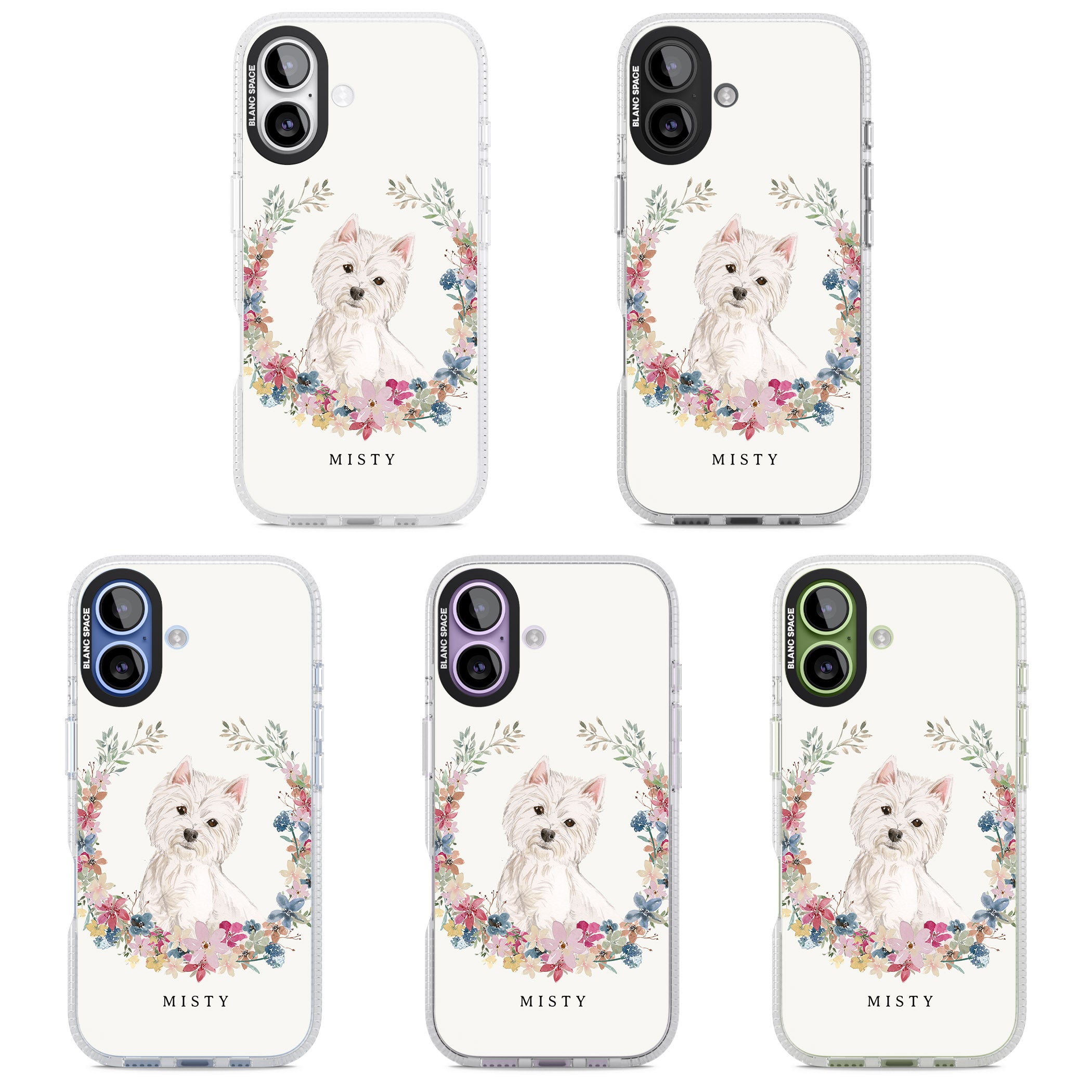 Personalised Westie Floral Portrait iPhone 17 Impact Air Clear Phone Case APT Impact Protection