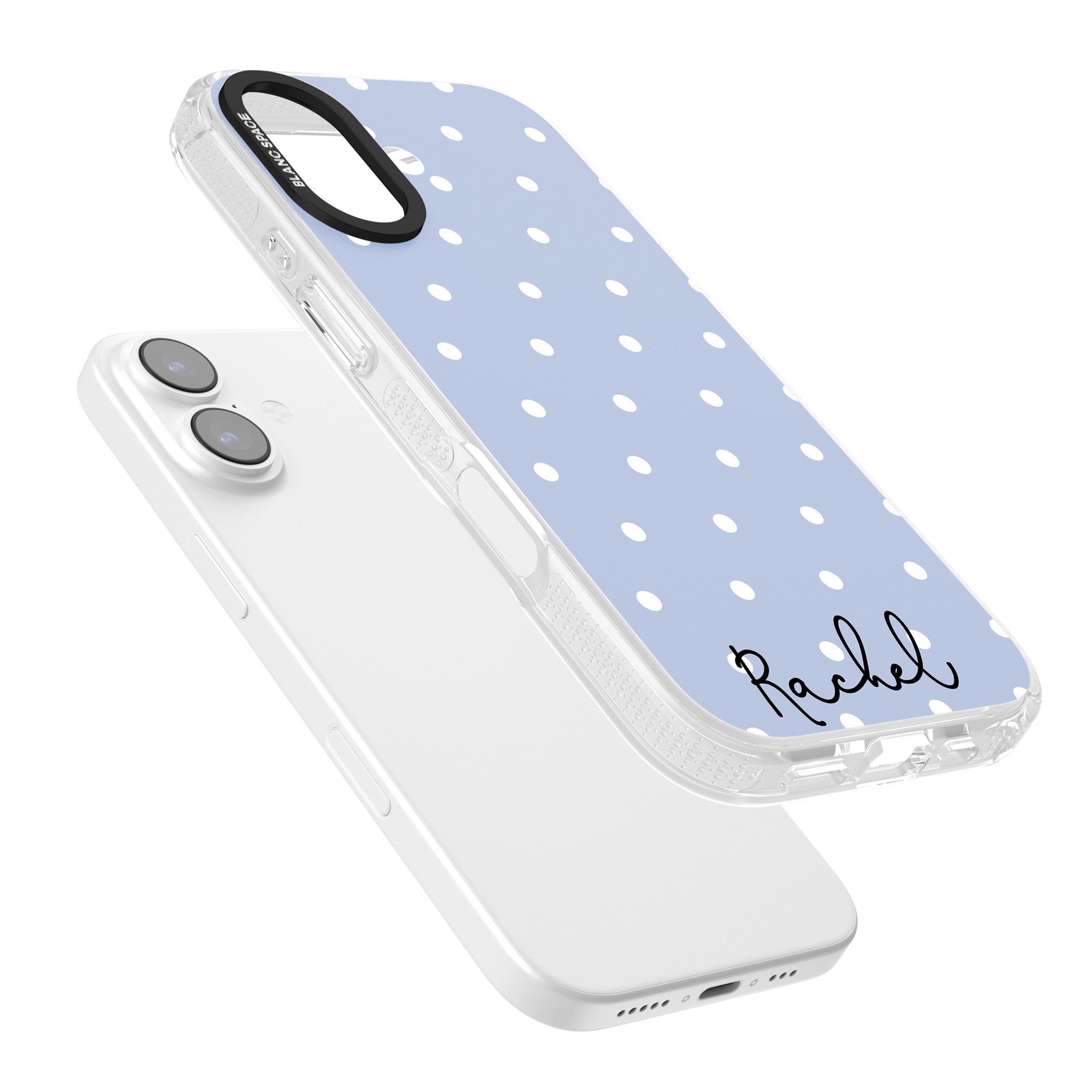 Personalised Simple Light Blue Dots iPhone 17 Impact Air Clear Phone Case Colours
