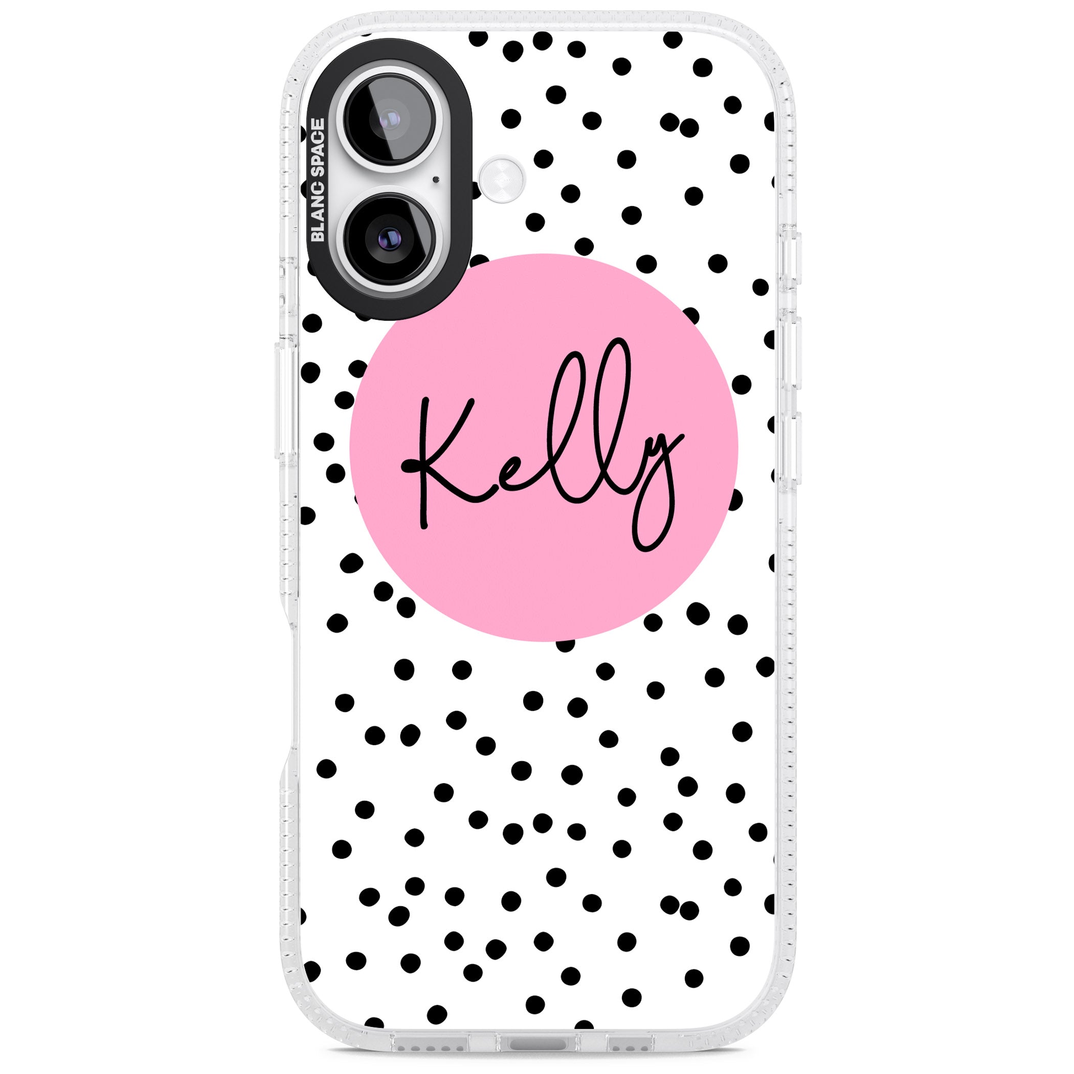Personalised Pink Circle & Dots iPhone 17 Impact Air Clear Phone Case