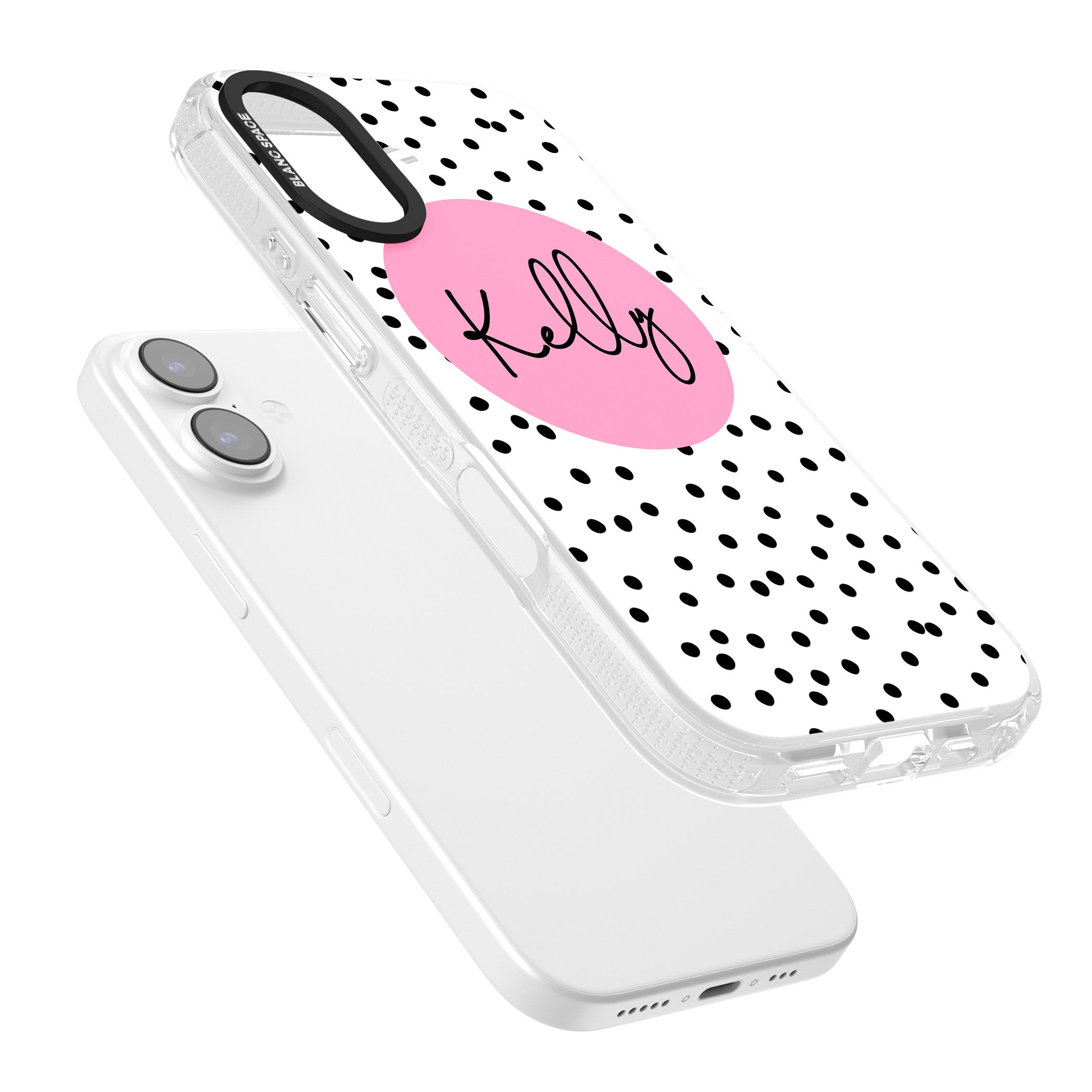Personalised Pink Circle & Dots iPhone 17 Impact Air Clear Phone Case Colours