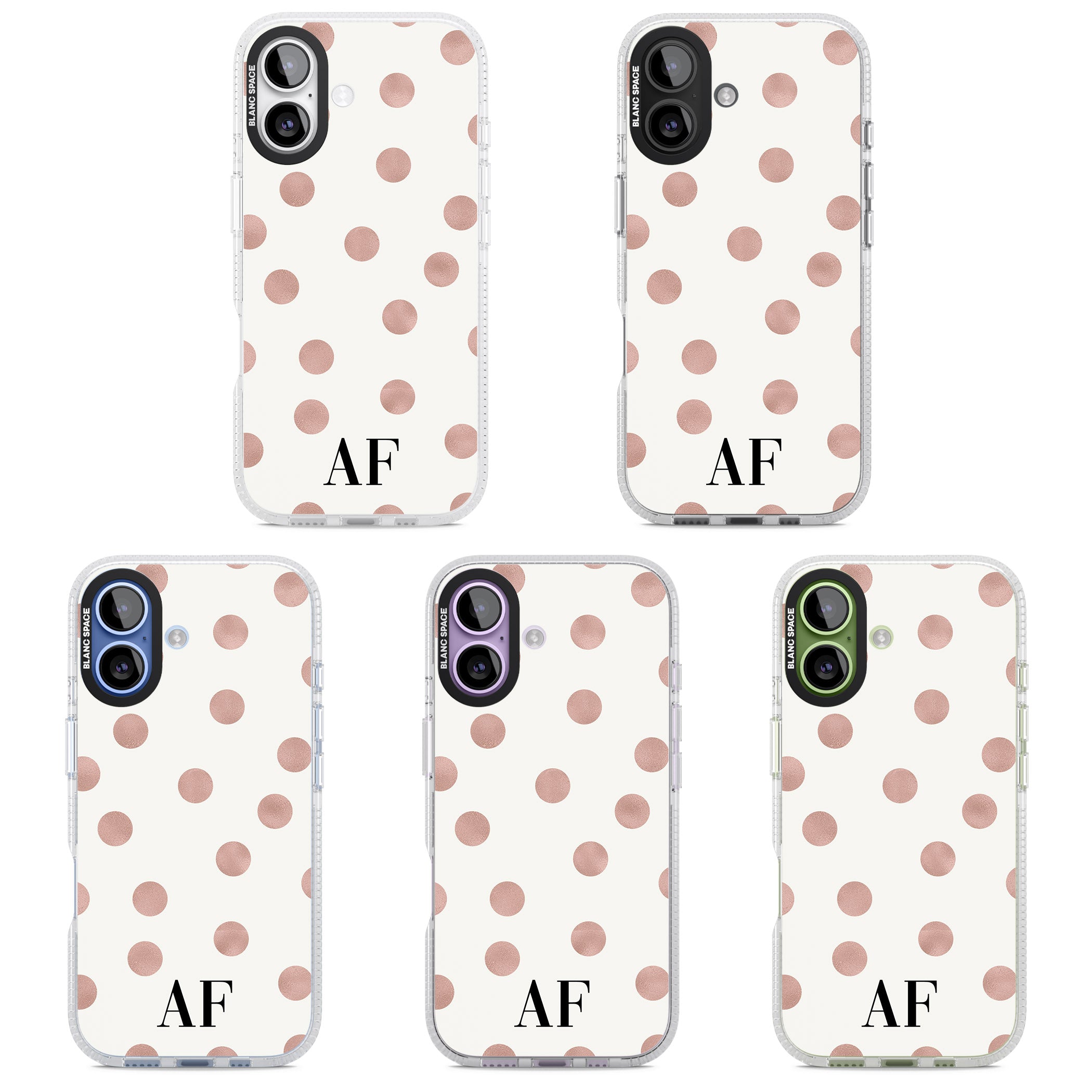 Personalised Rose Gold Dots & Initials iPhone 17 Impact Air Clear Phone Case APT Impact Protection