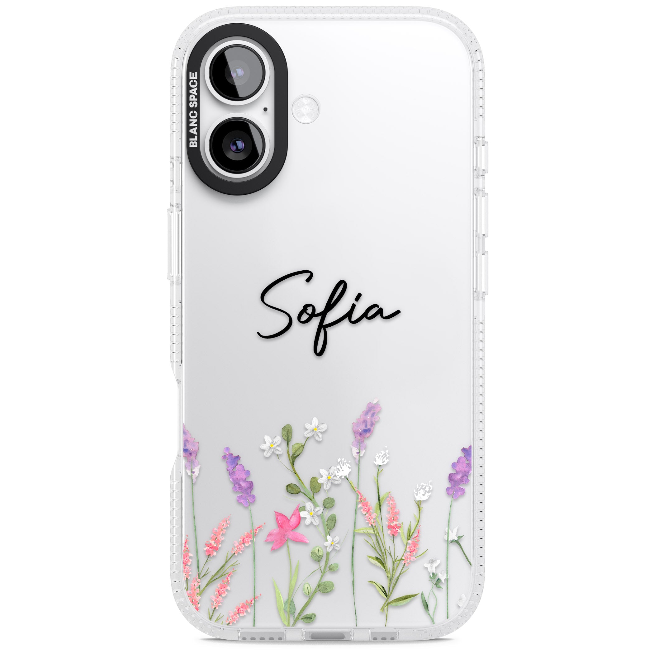 Personalised Lavender Wildflowers iPhone 17 Impact Air Clear Phone Case