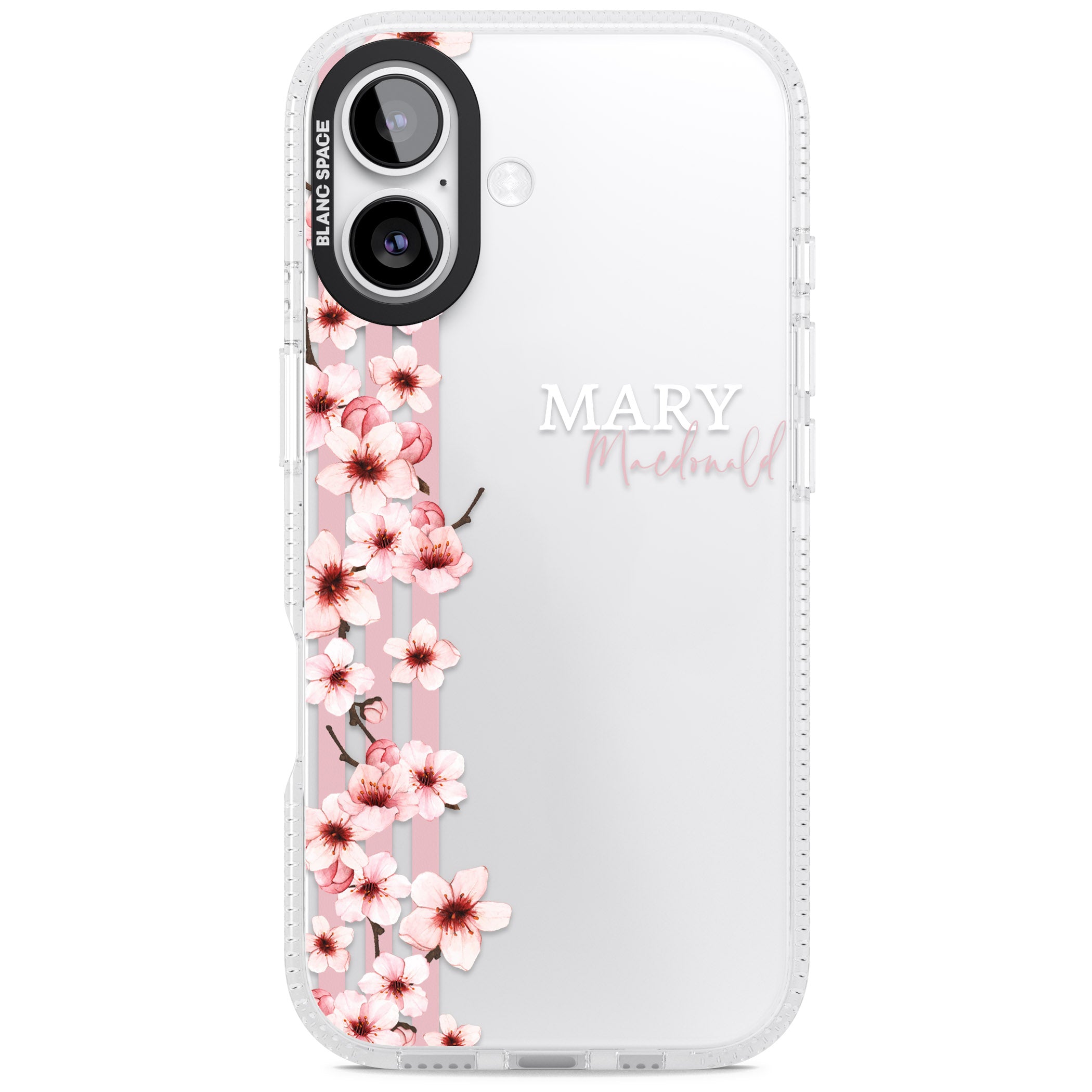 Personalised Cherry Blossom Stripes iPhone 17 Impact Air Clear Phone Case