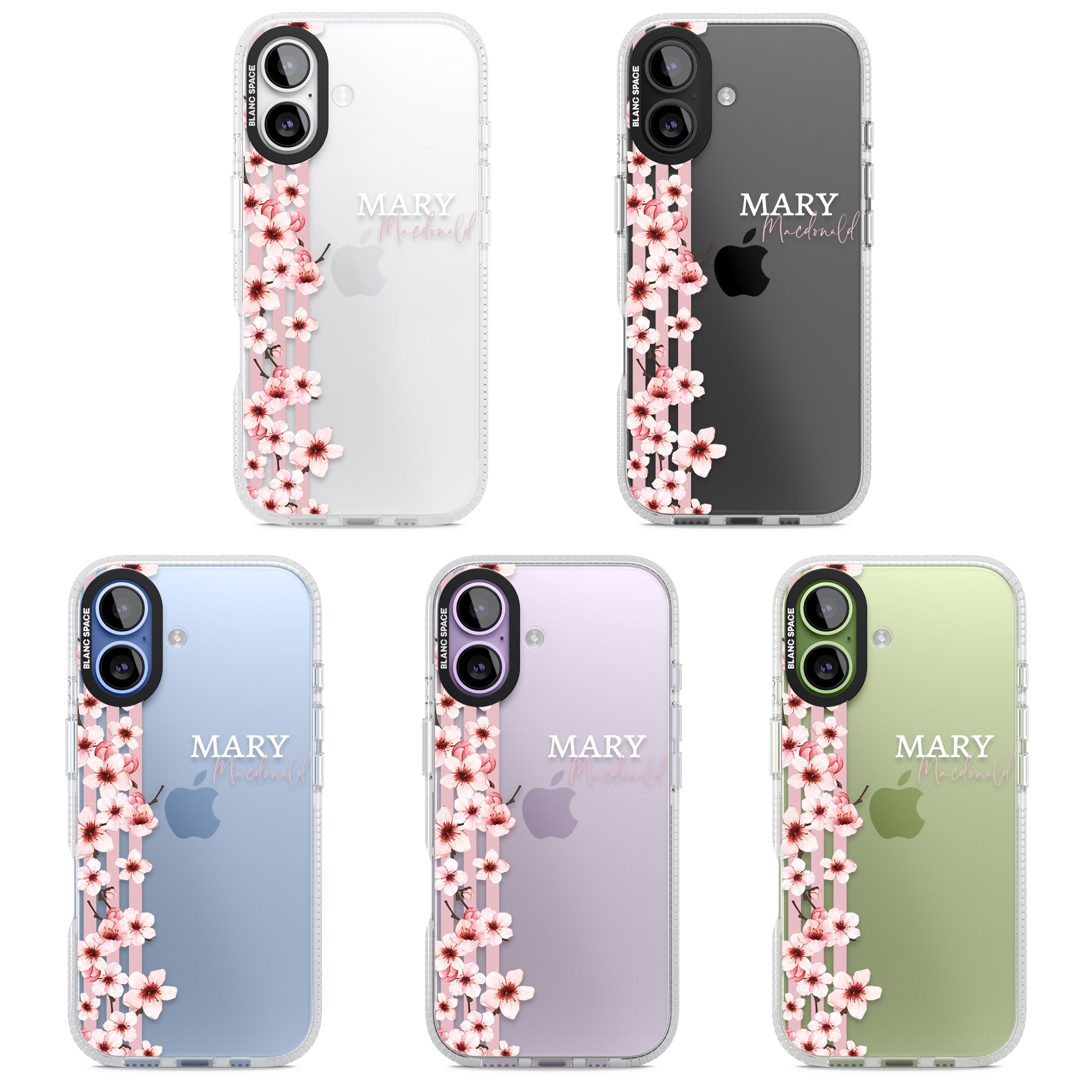 Personalised Cherry Blossom Stripes iPhone 17 Impact Air Clear Phone Case APT Impact Protection