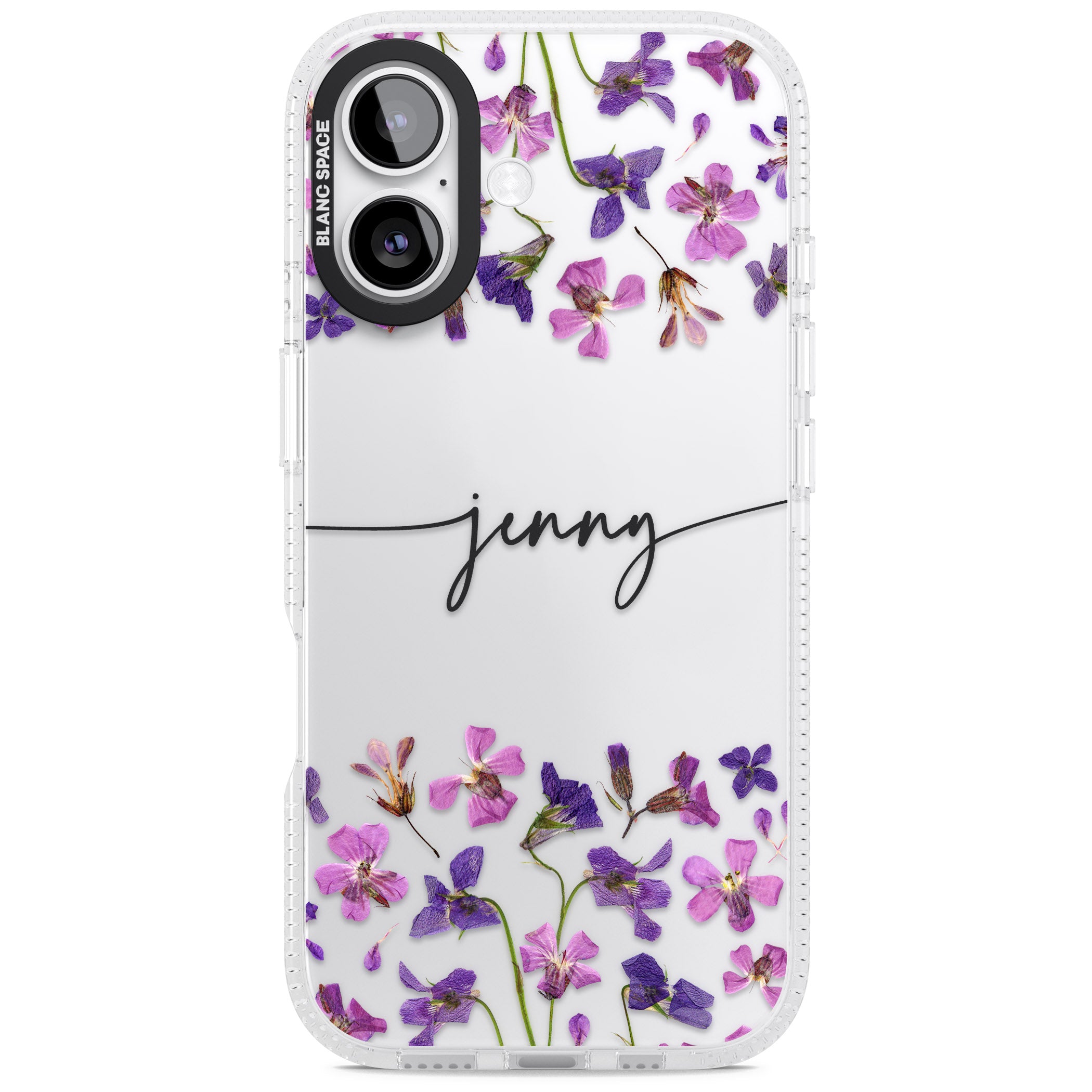 Personalised Purple Violets iPhone 17 Impact Air Clear Phone Case