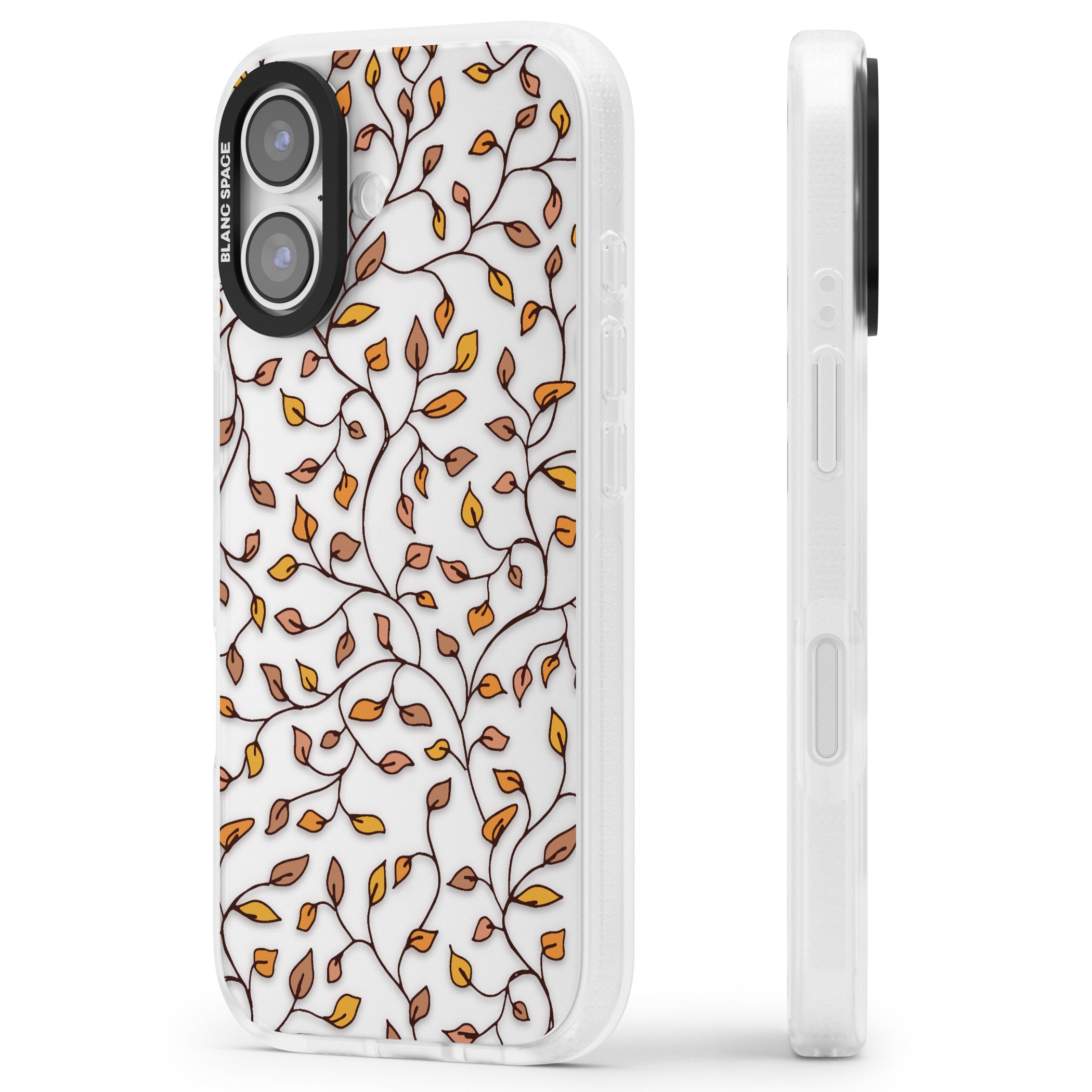 Personalised Autumn Leaves Pattern iPhone 17 Impact Air Clear Phone Case Side Profile