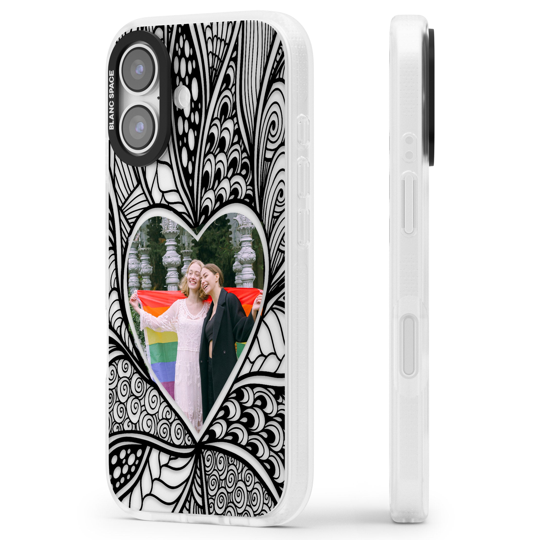 Personalised Henna Heart Photo Case iPhone 17 Impact Air Clear Phone Case Side Profile