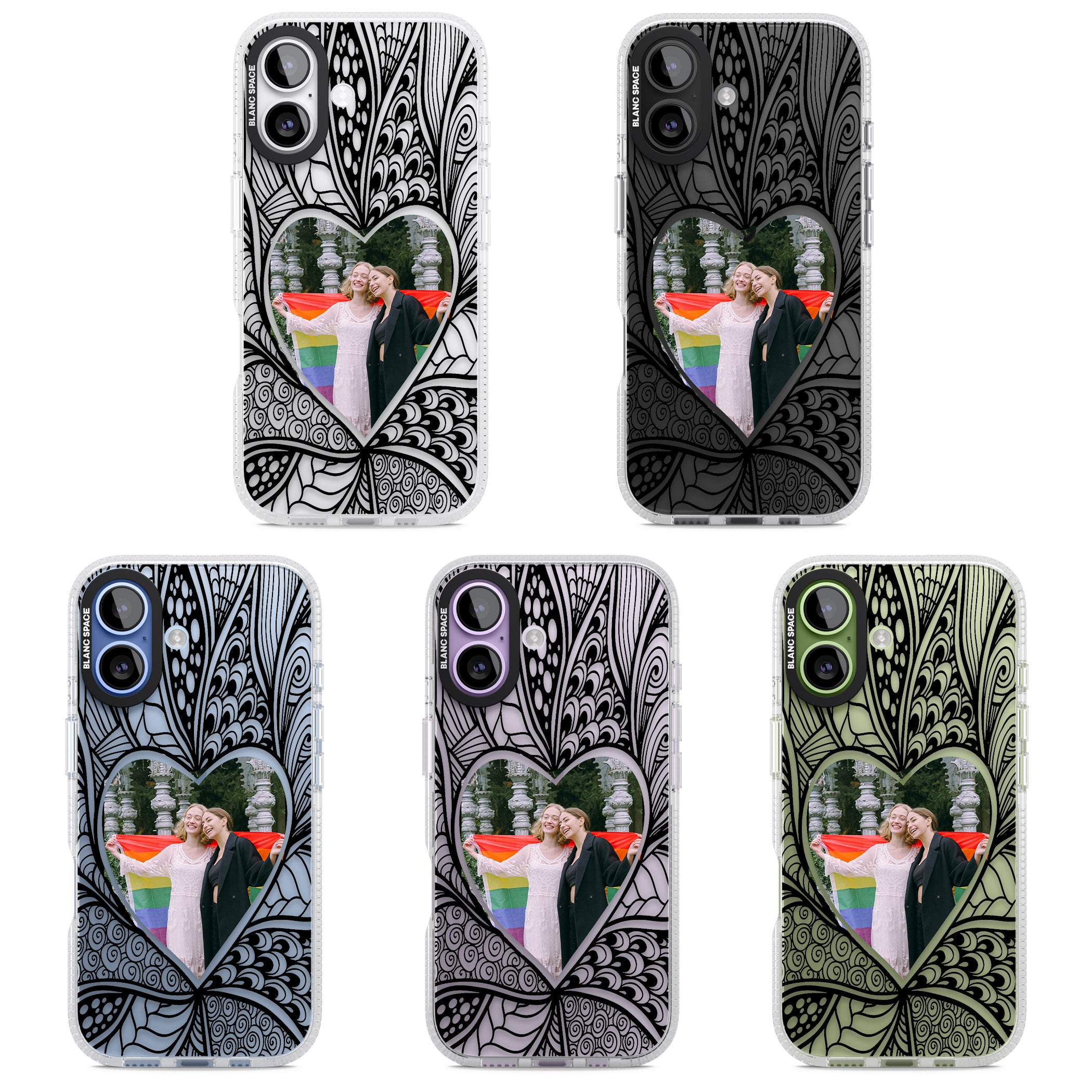 Personalised Henna Heart Photo Case iPhone 17 Impact Air Clear Phone Case APT Impact Protection