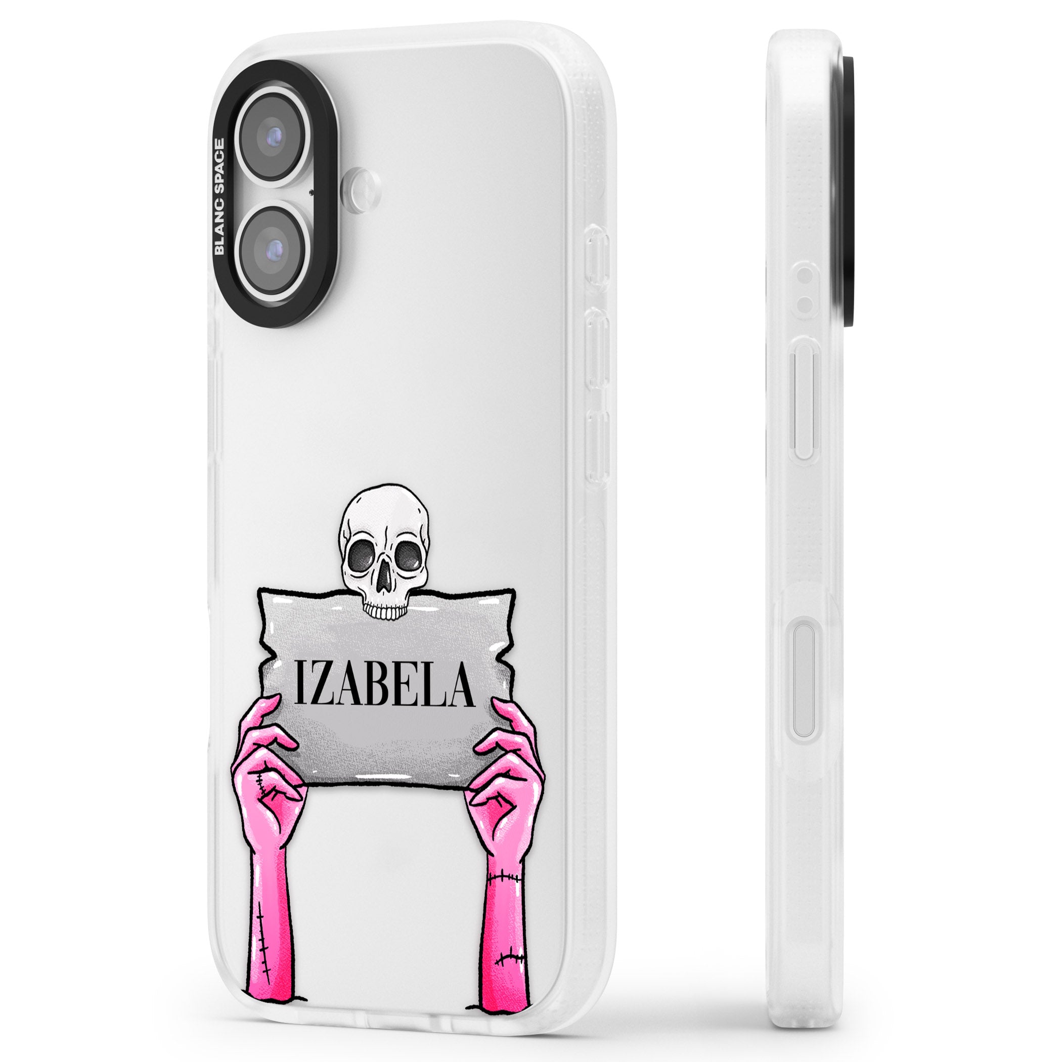 Personalised Grave Plaque iPhone 17 Impact Air Clear Phone Case Side Profile