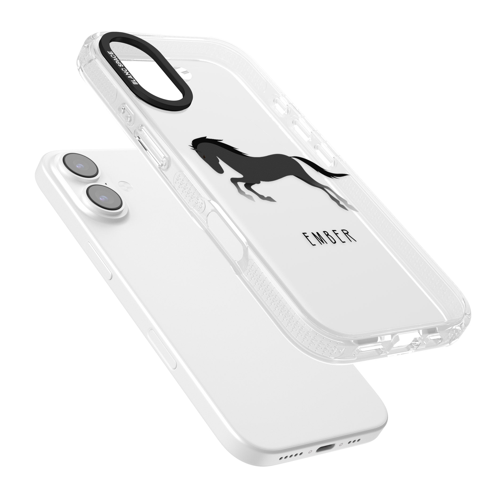 Personalised Black Horse iPhone 17 Impact Air Clear Phone Case Colours