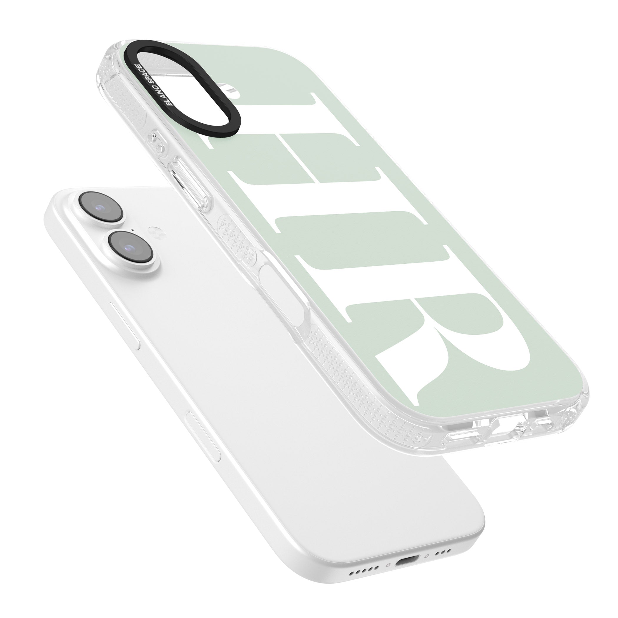 Personalised White & Seafoam Green Letters iPhone 17 Impact Air Clear Phone Case Colours