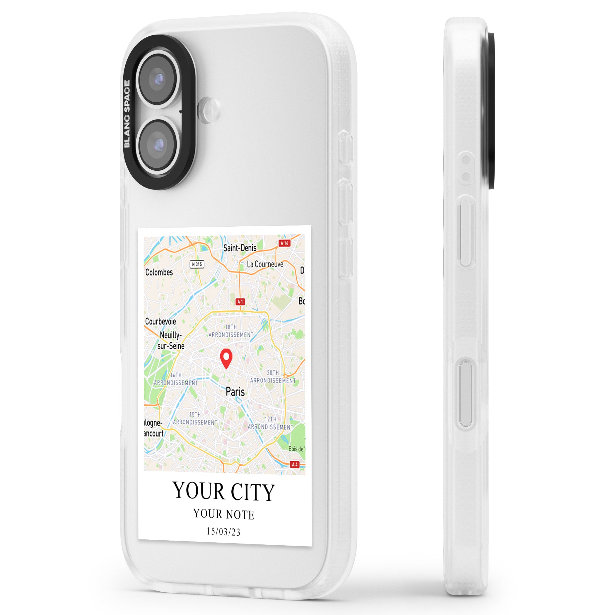 Personalised World Map iPhone 17 Impact Air Clear Phone Case Side Profile