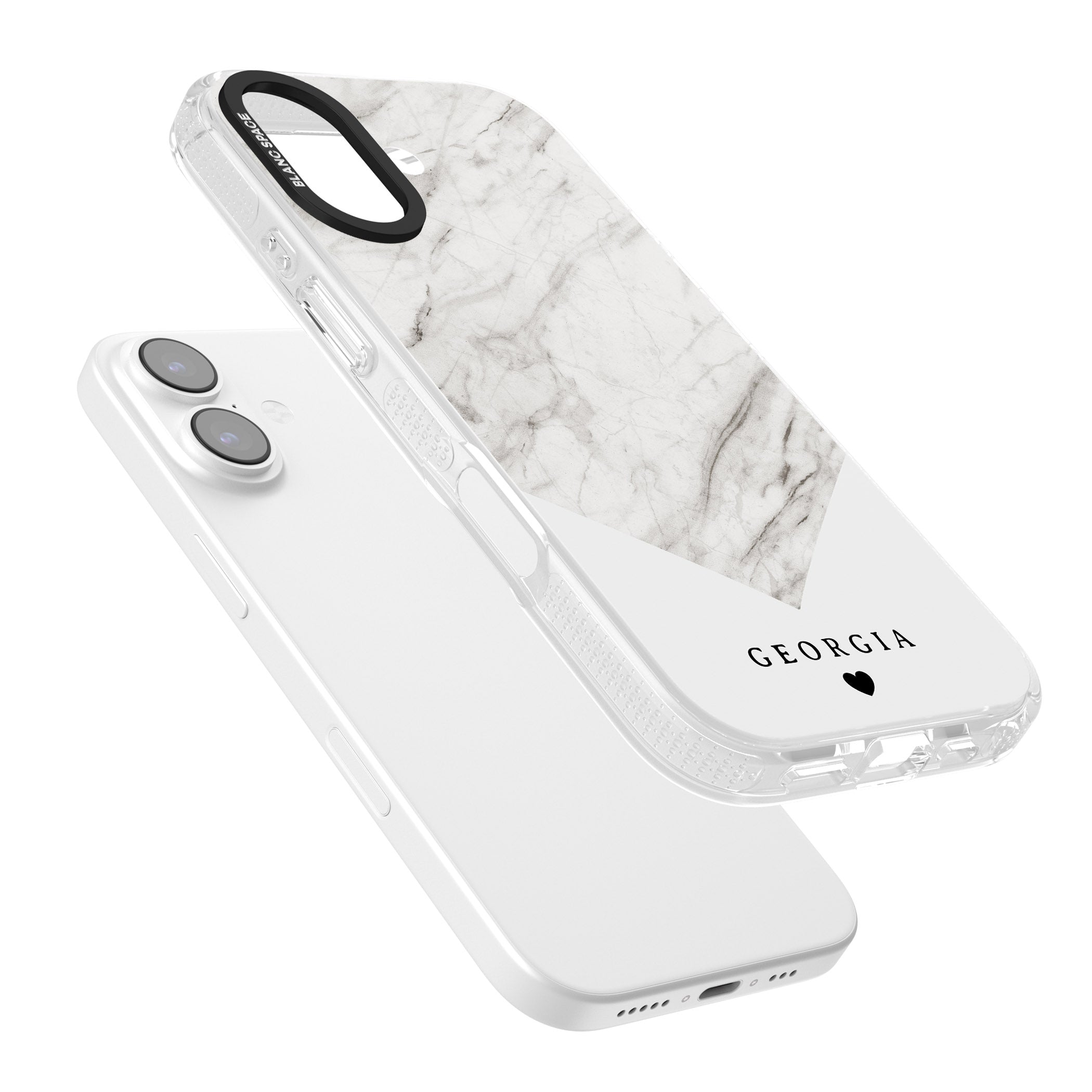 Personalised White Marble iPhone 17 Impact Air Clear Phone Case Colours