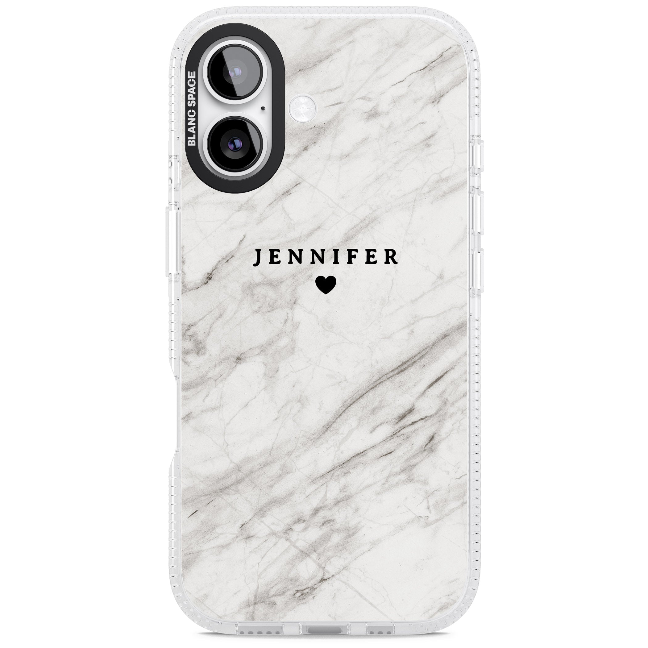 Personalised Light Grey Marble iPhone 17 Impact Air Clear Phone Case